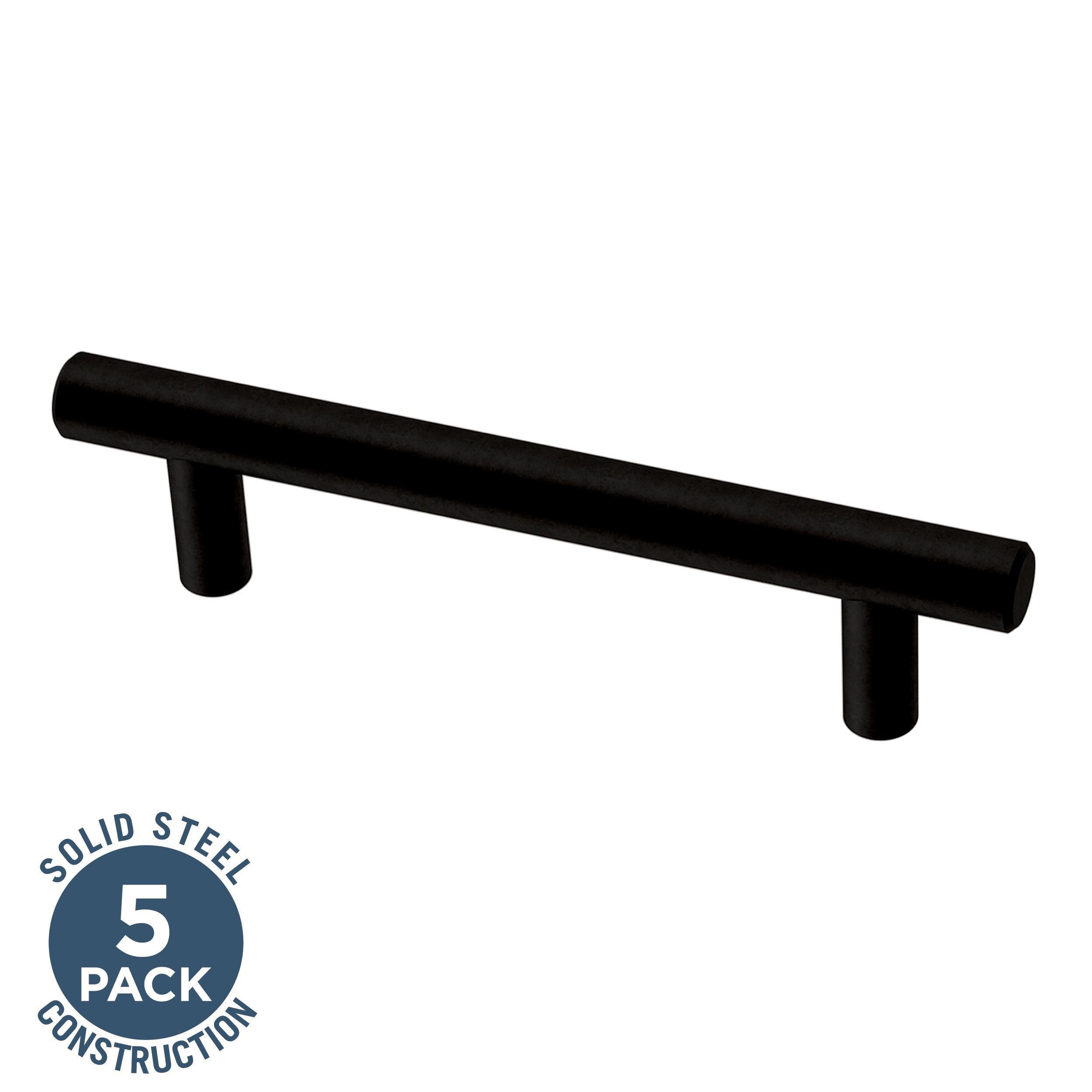 Franklin Brass BAR096Z-FBA-B Bar 3-3/4-in , 96mm Center to Center Matte Black Antimicrobial Cylindrical Bar 5 -Pack