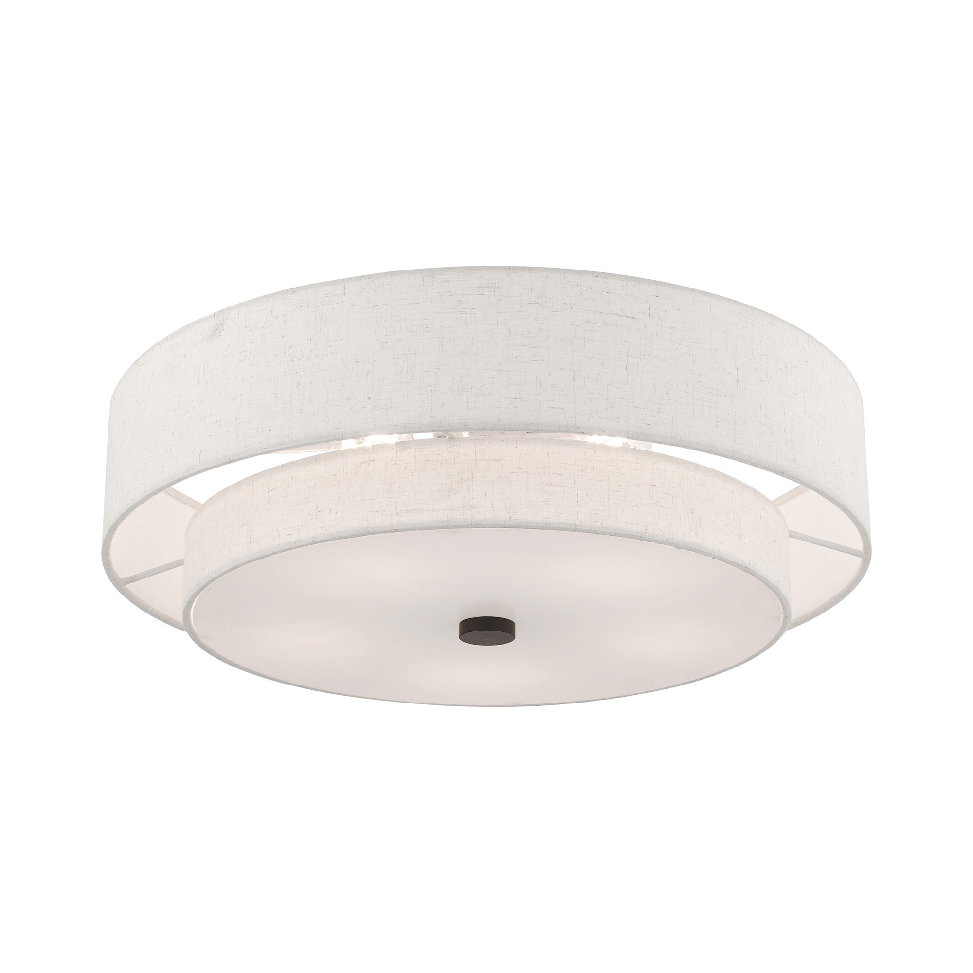 English Bronze Double Drum Semi-Flush Mount Light