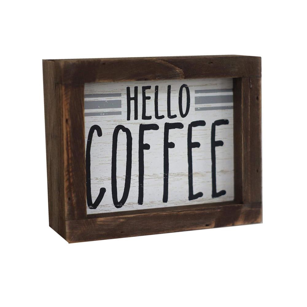 Parisloft Coffee Sign Brown Wood Framed 4.875-in H x 6-in W ...