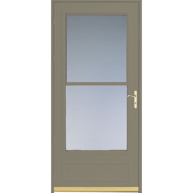 Pella 32-in x 81-in Putty Mid-View Aluminum Storm Door Pella 32-in x 81-in Putty Mid-View Aluminum Storm Door