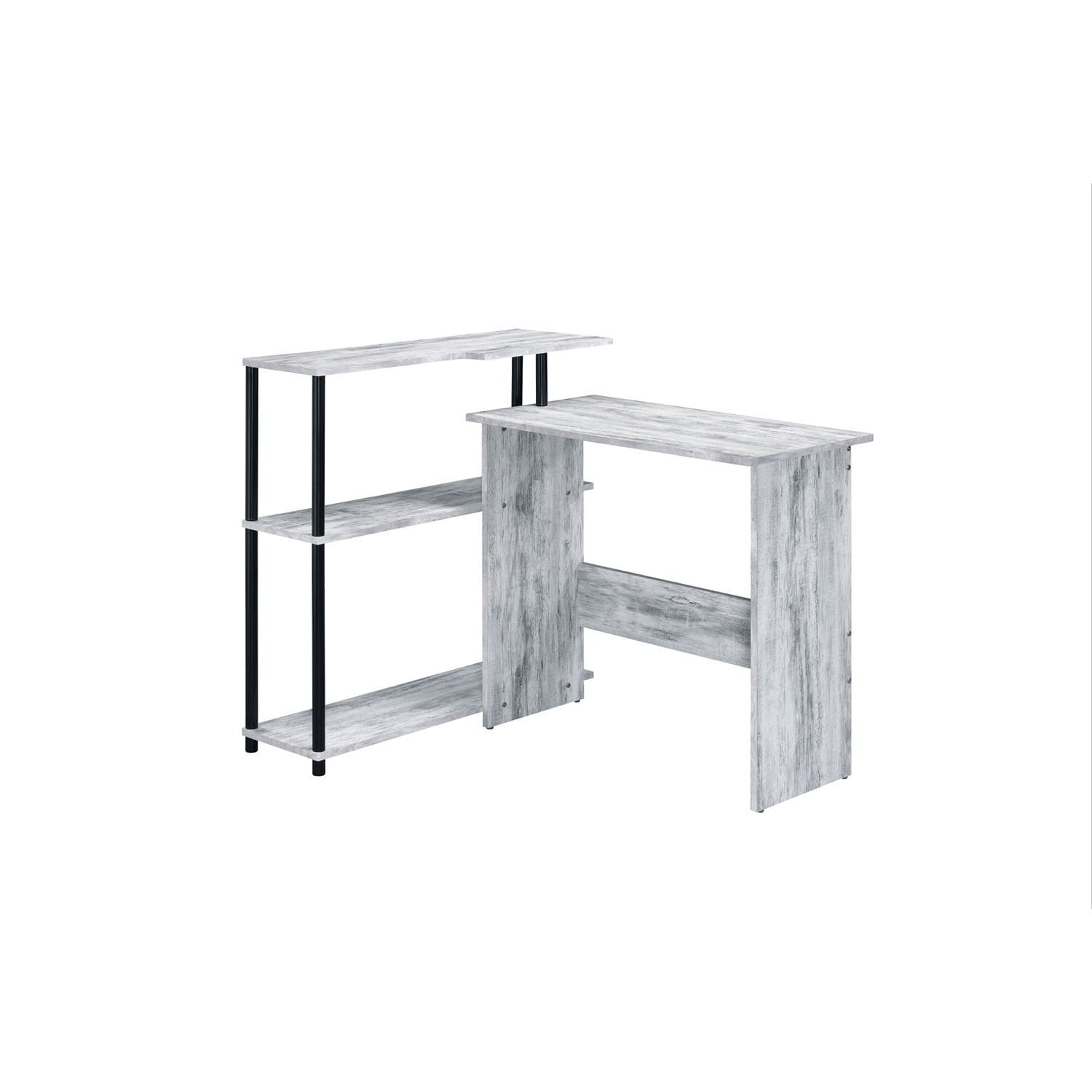Slickblue - 39 in White Modern L Shape Corner Writing Desk with Attached Side Shelf Reversible De...