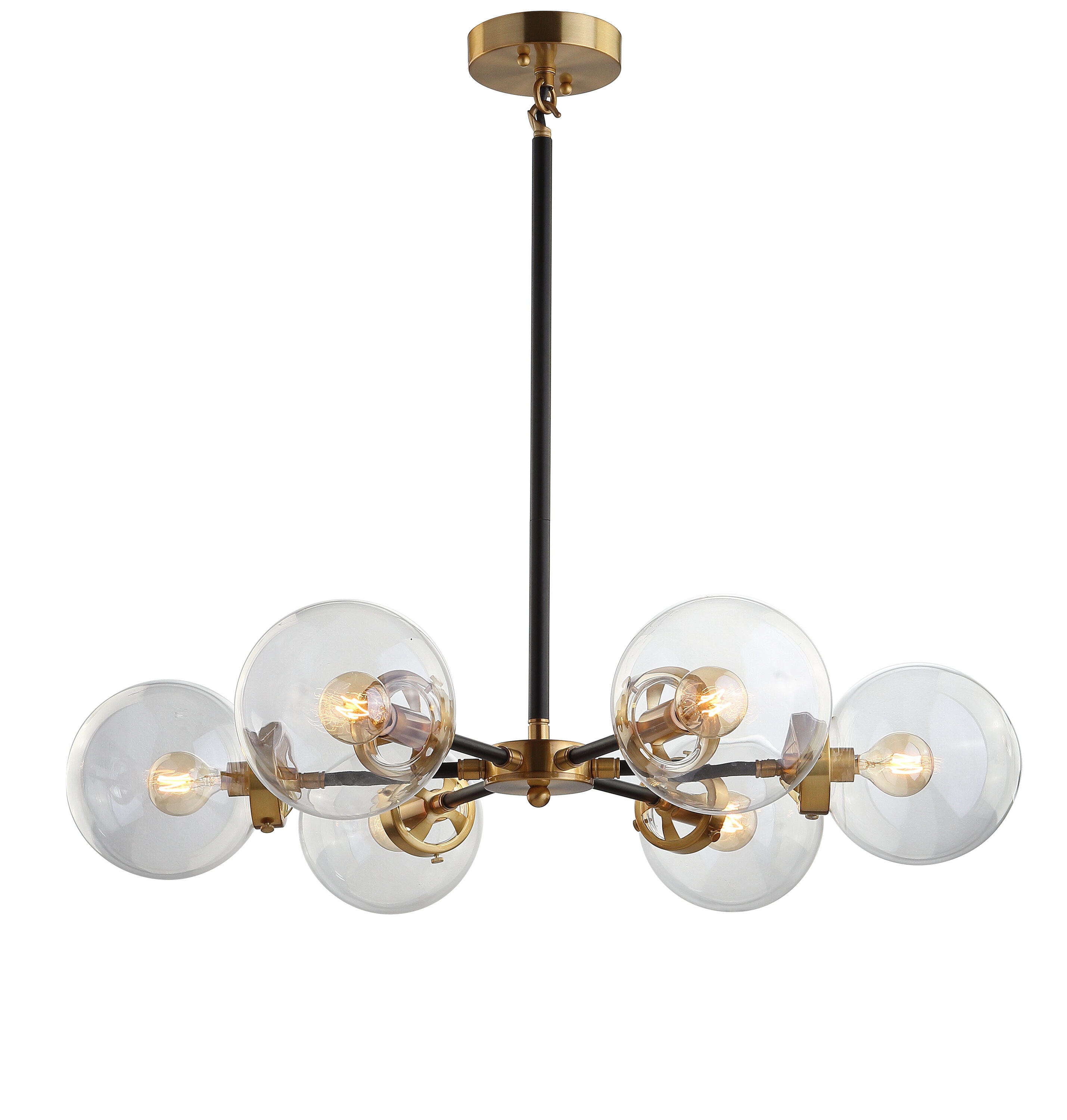 Caleb 28" Black and Brass Gold Sputnik LED Chandelier