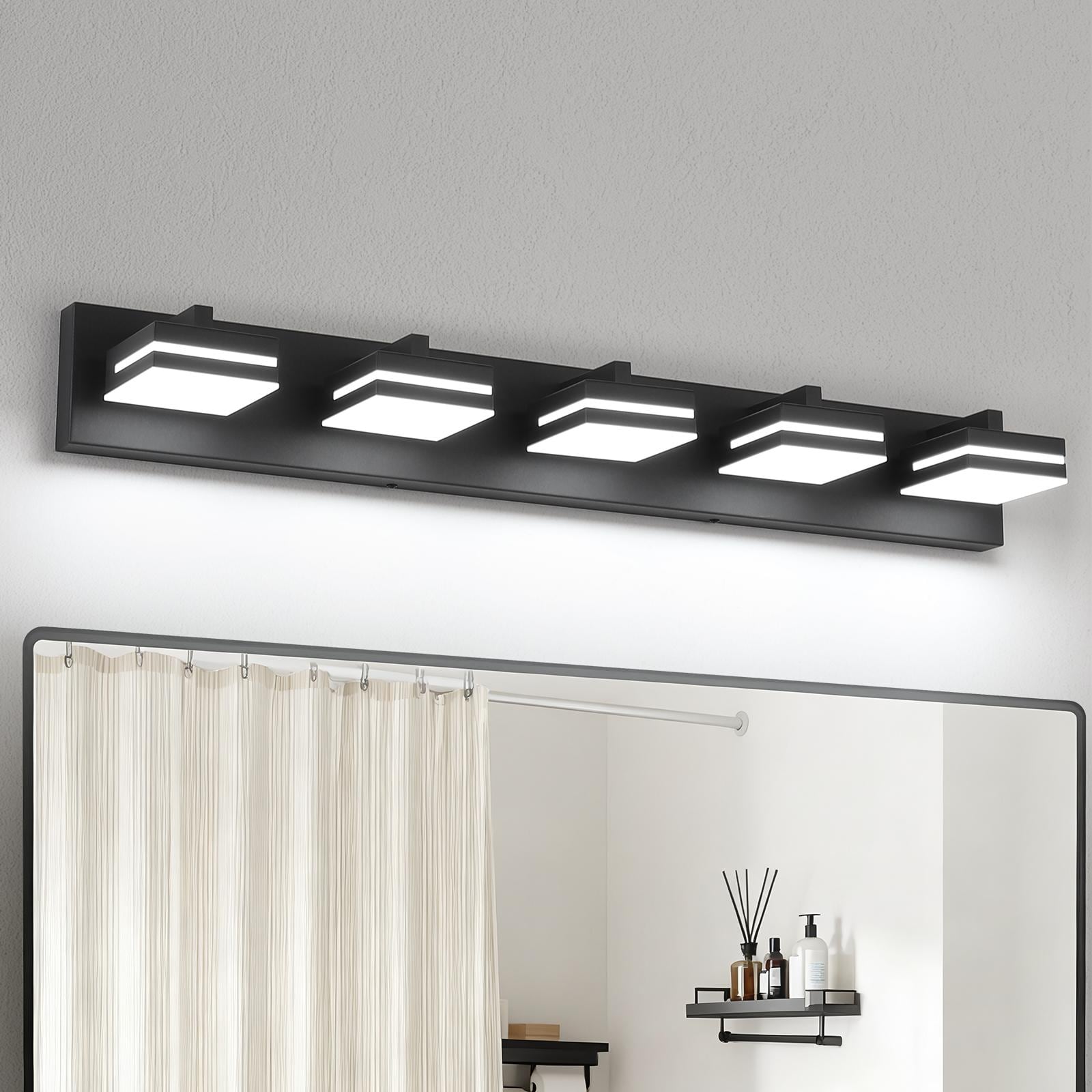 DAYAUM 33.86 in. 5-Light Matte Black Modern Bathroom Vanity Light with 5500K Daylight LED