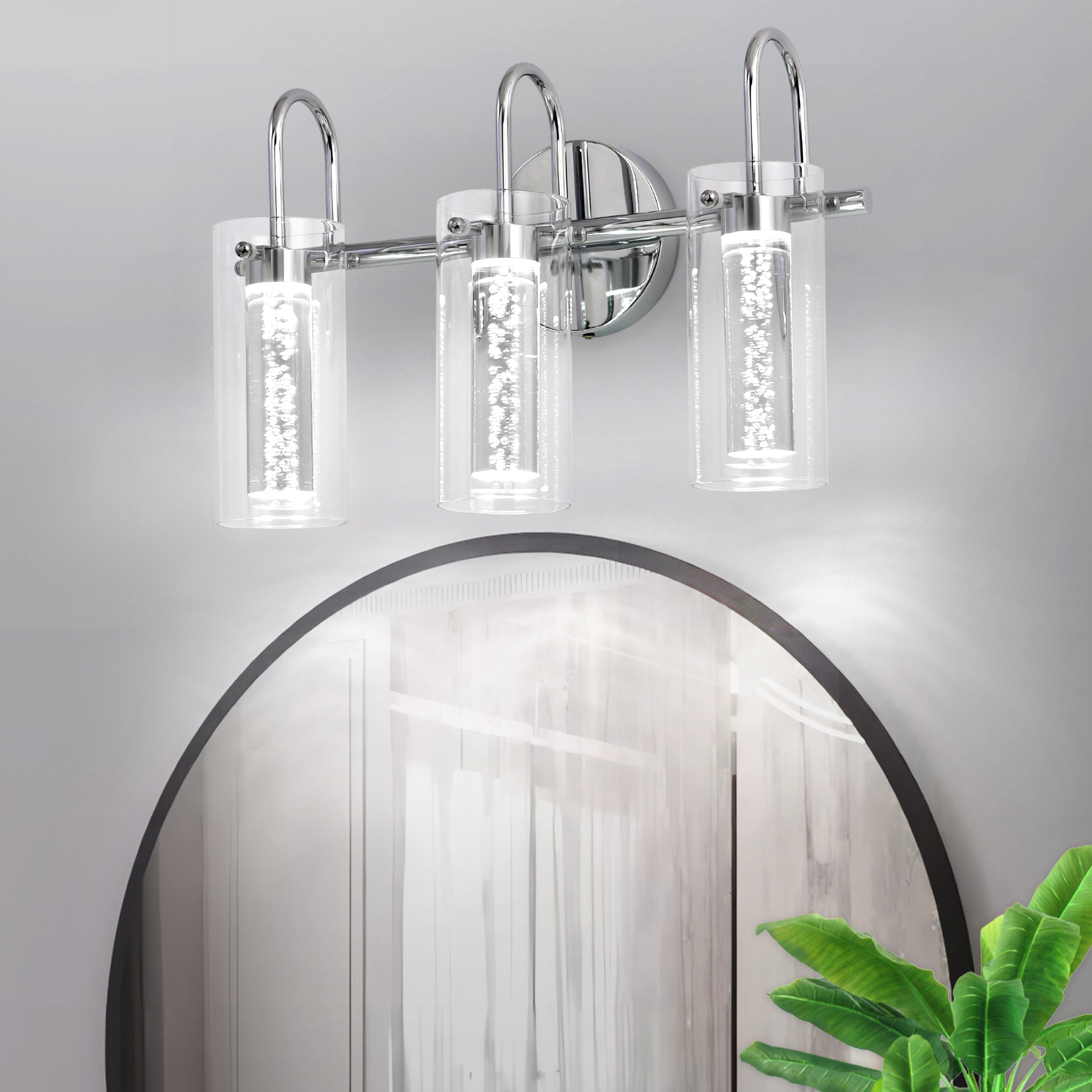 GoYeel ZW039CR03 15.75-in 3 -Light Chrome Integrated LED Modern/contemporary Vanity light