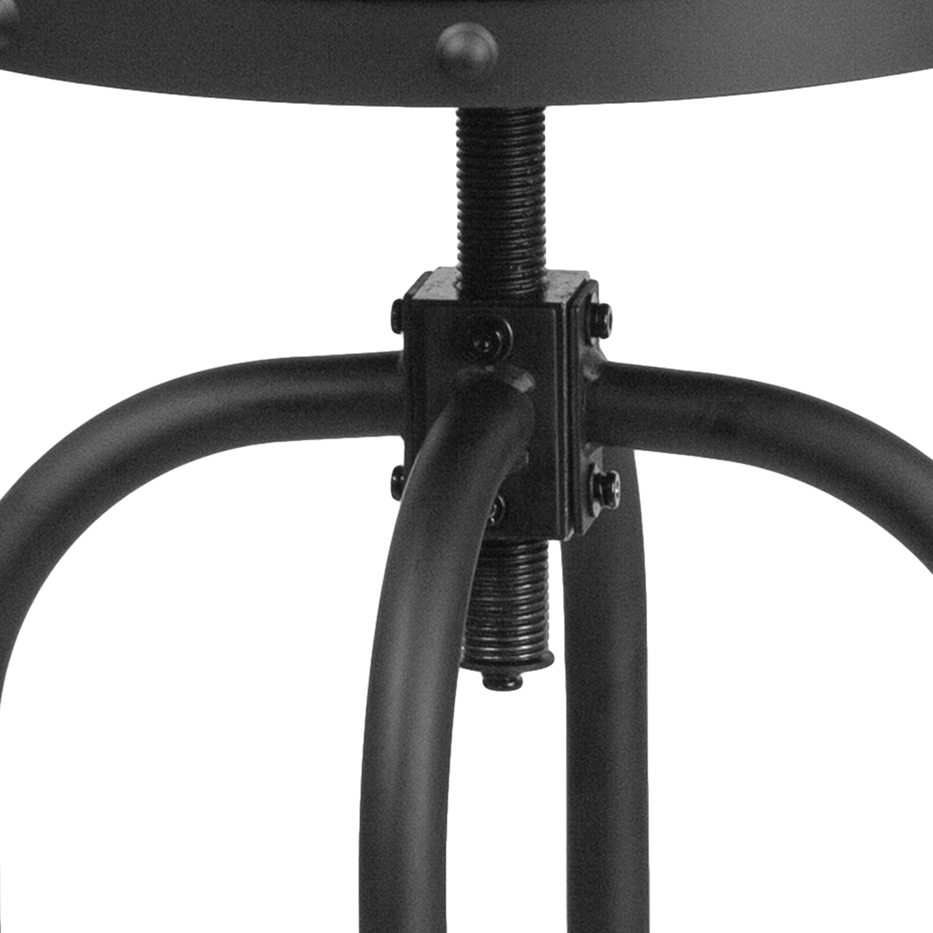 Adjustable Black Leather Swivel Backless Metal Barstool