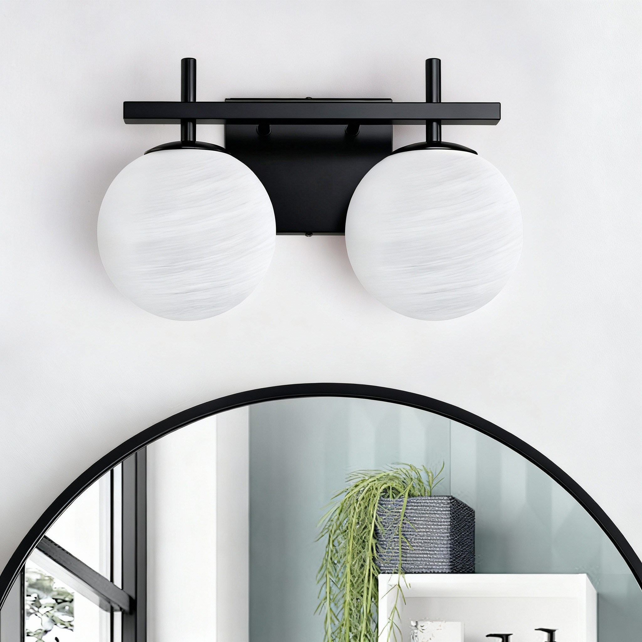 Maxax Luminous Essence 14.2-in 2 Light Matte Black Modern/contemporary Vanity light