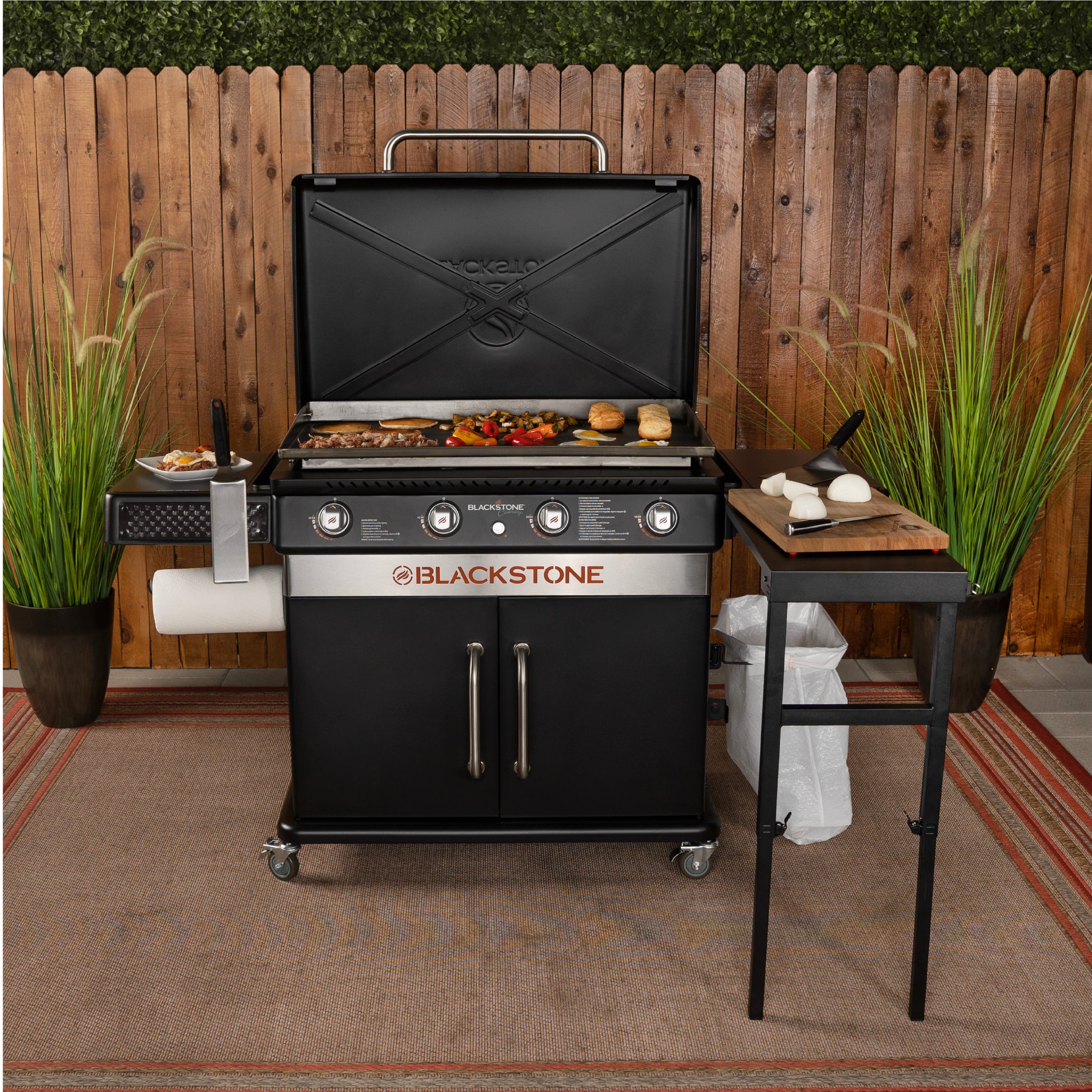 Blackstone 36 Culinary Omnivore Griddle with Side Table 4-Burner Liquid  Propane Flat Top Grill in the Flat Top Grills department at