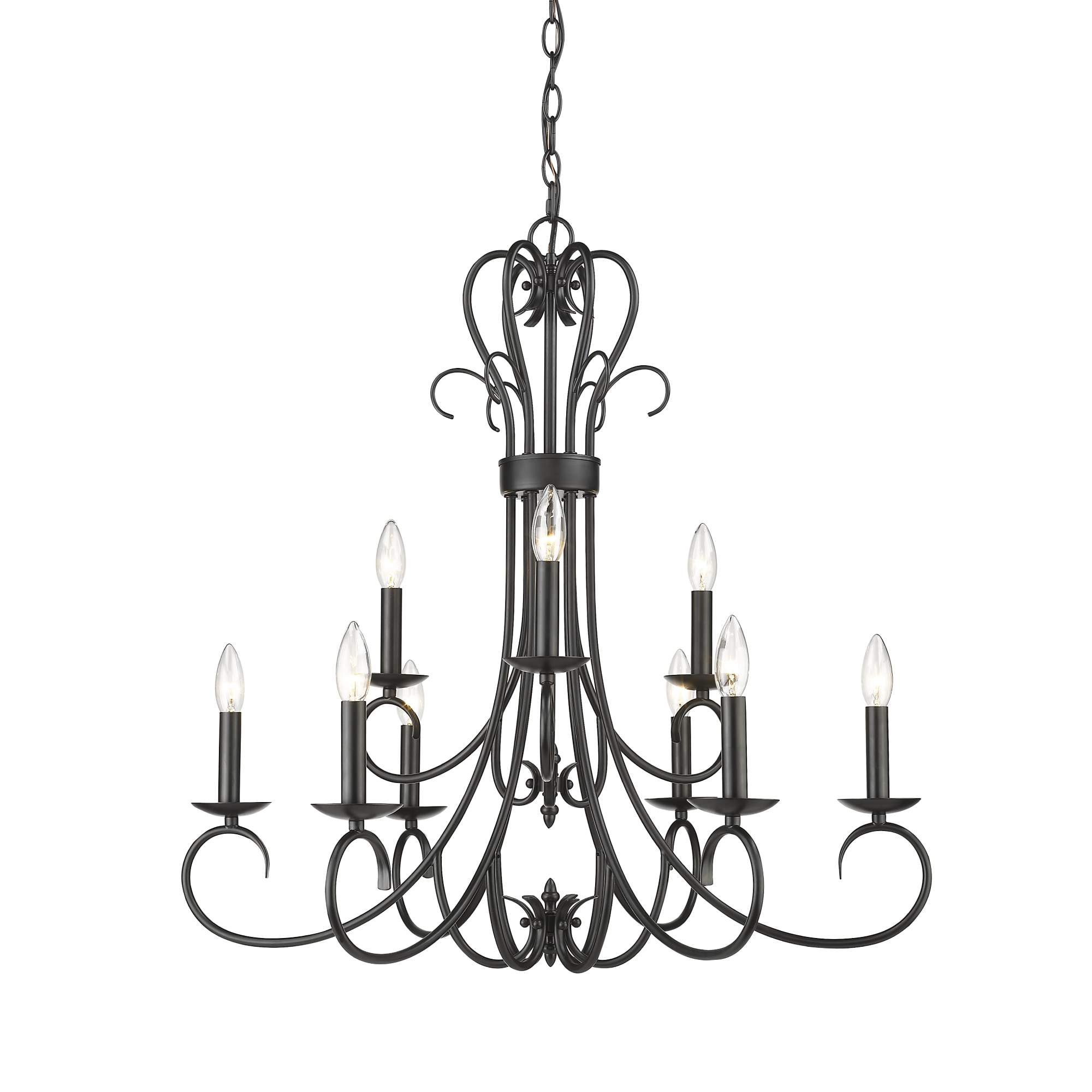 Black Transitional 9-Light Candelabra Chandelier