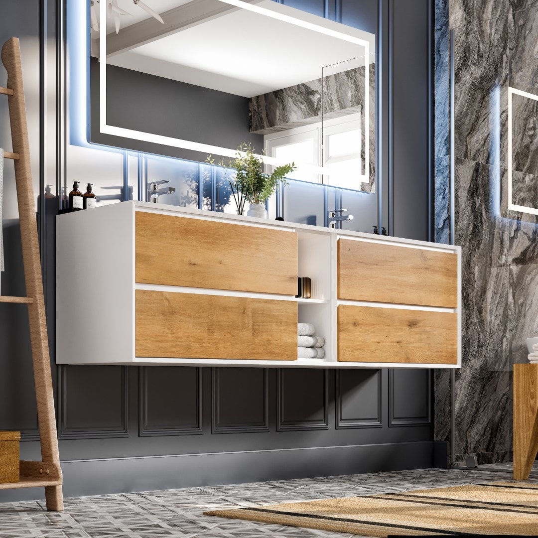 Eviva EVVN777-75OAK-WH Bath-Vanity-Combo - View #2