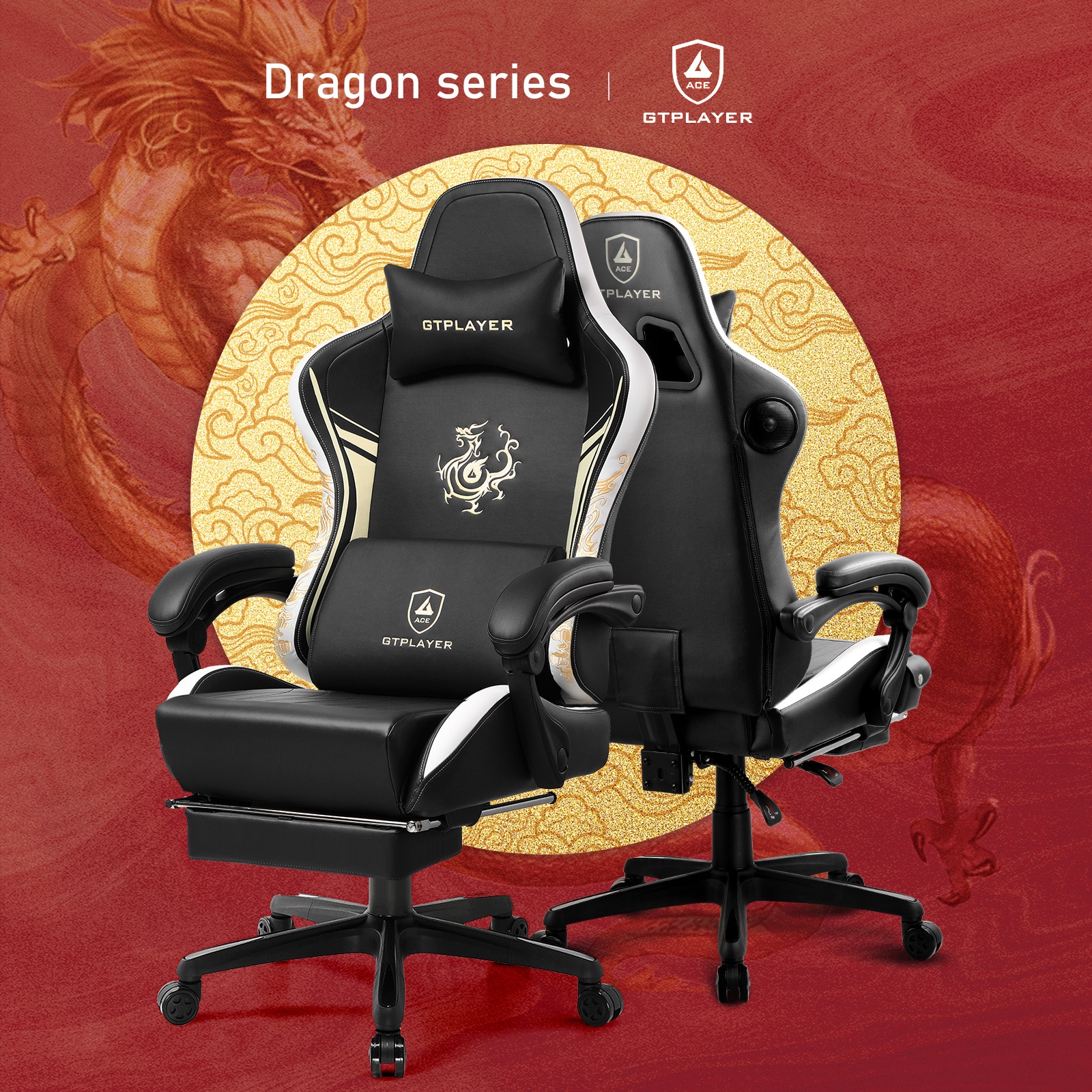 GTPLAYER LOWE'S-DRAGON-BK&WH Office-Chairs - View #6