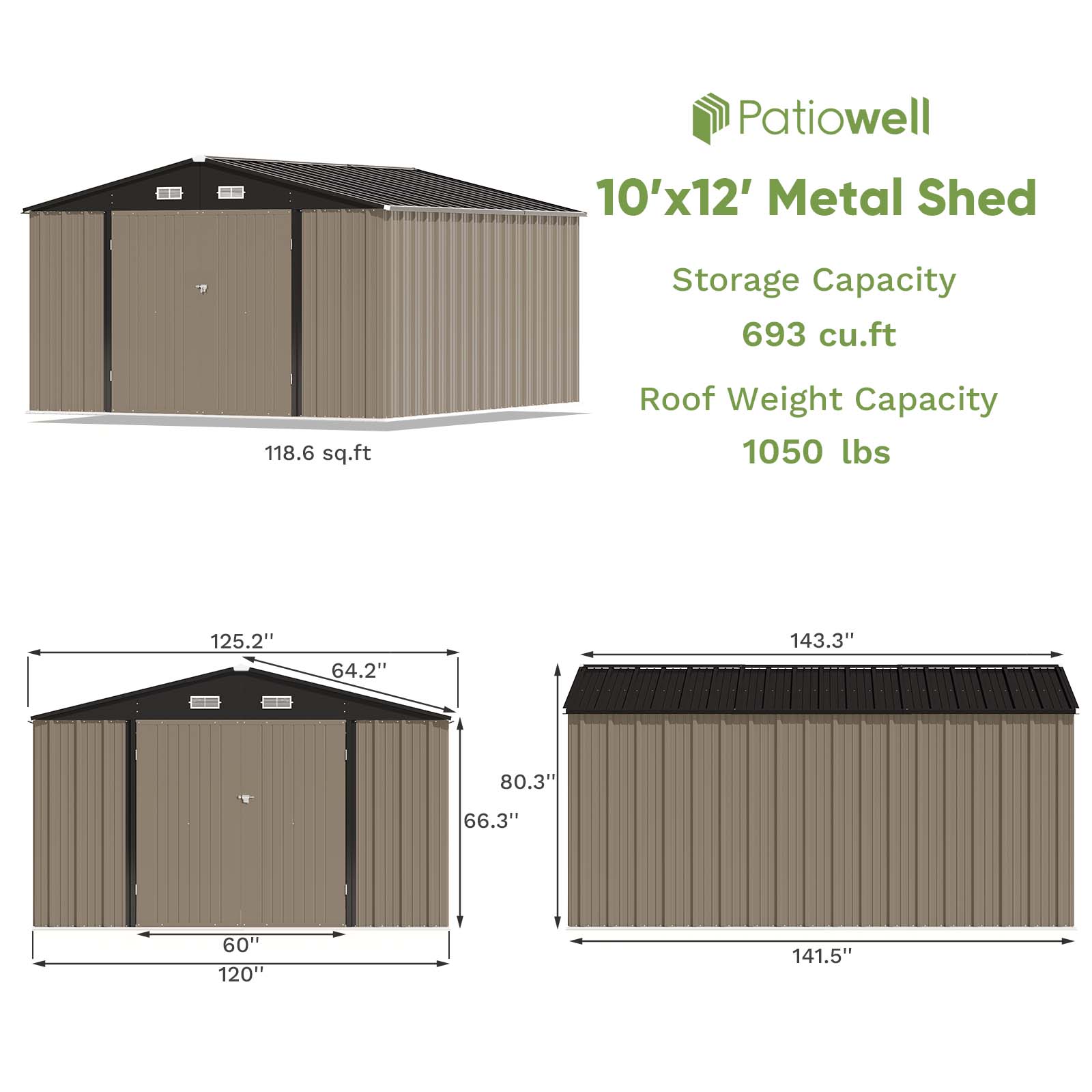 Patiowell WES-PS23-0289A-8 Metal-Storage-Buildings-Sheds - View #8