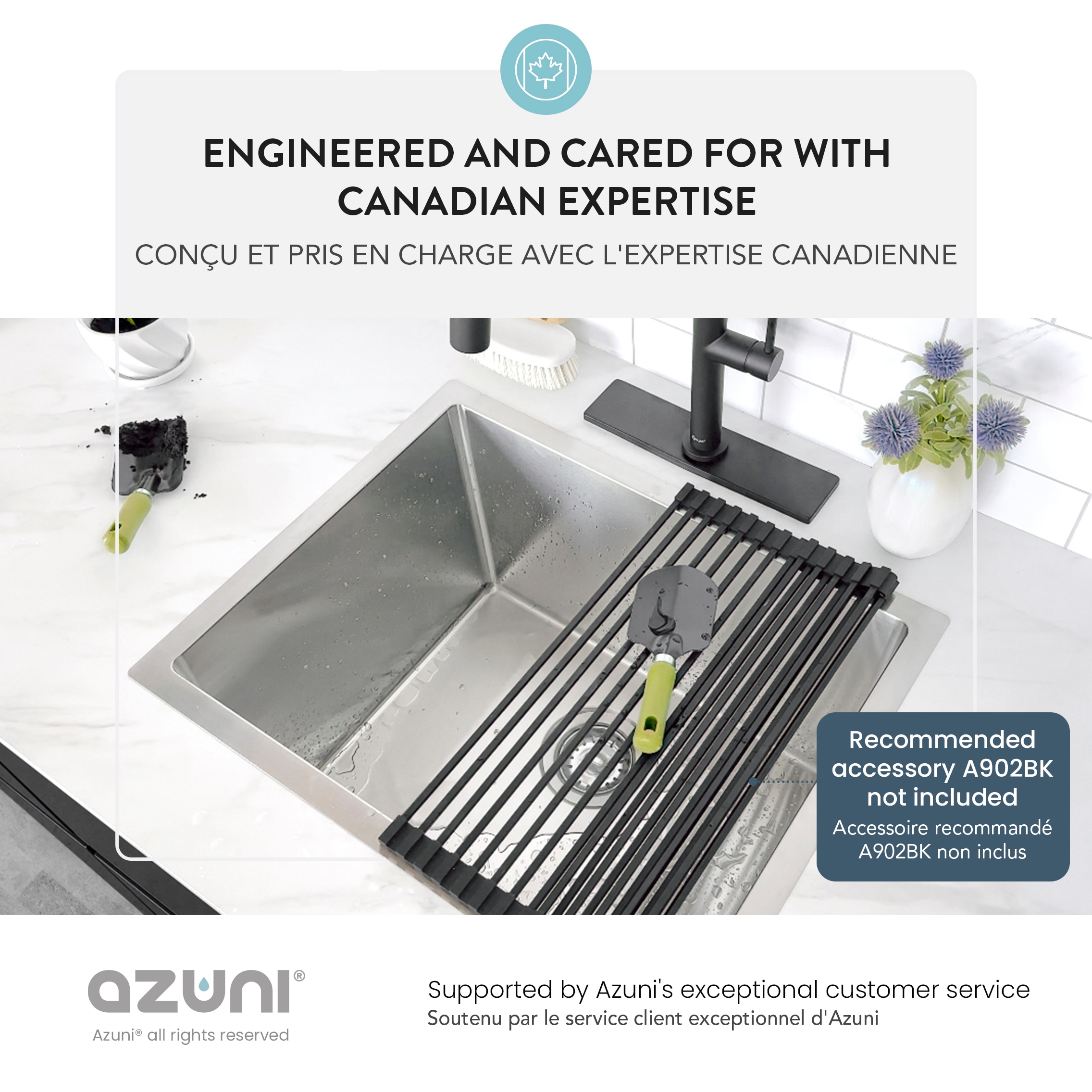 Azuni 22" Stainless Steel Single Bowl Laundry Sink with Dual Mount Installation