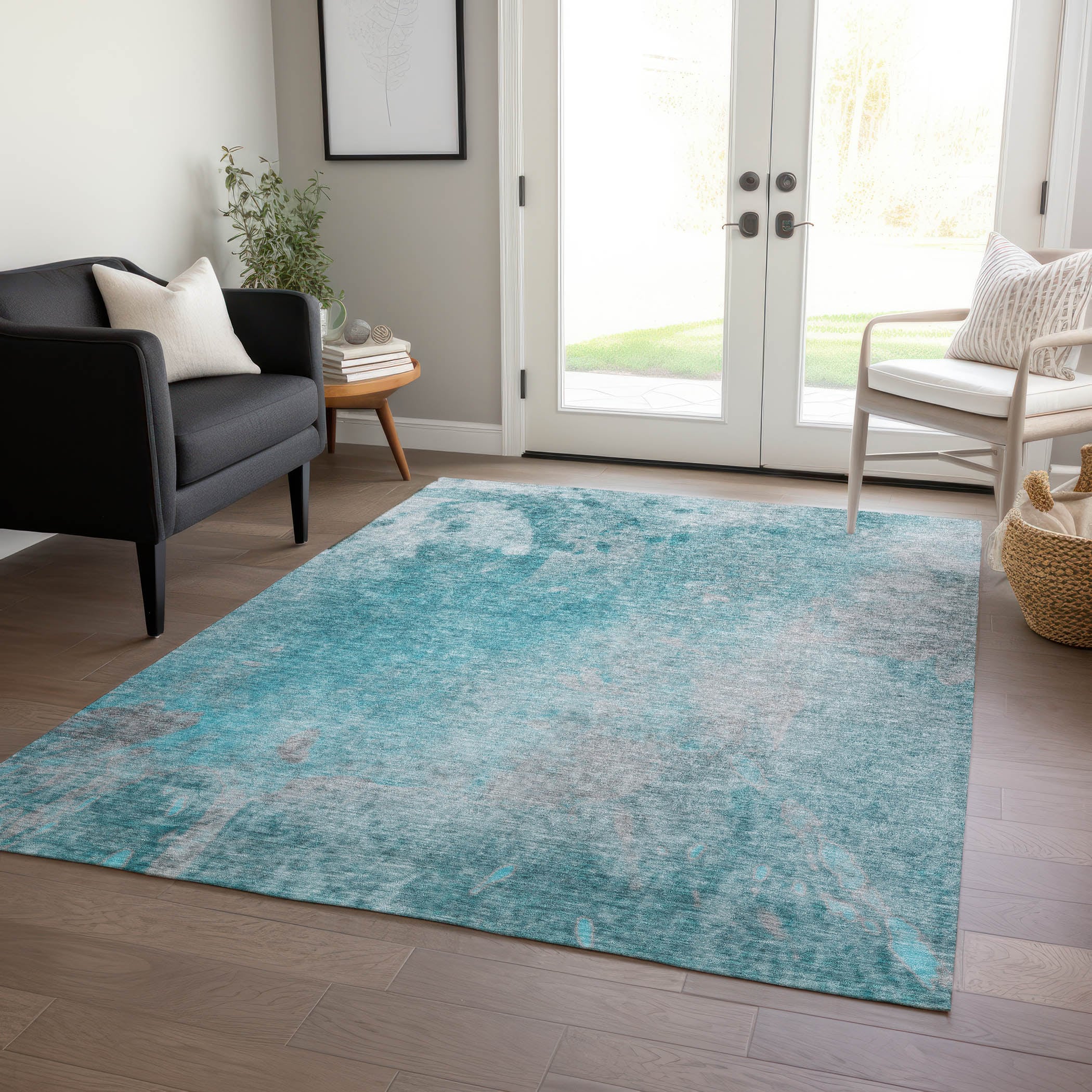 Addison Rugs ACN562TE5X8 Chantille ACN562TE 5 x 7 (ft) Polyester Teal Rectangular Indoor/Outdoor Geometric Mid-Century Modern Machine washable Area rug