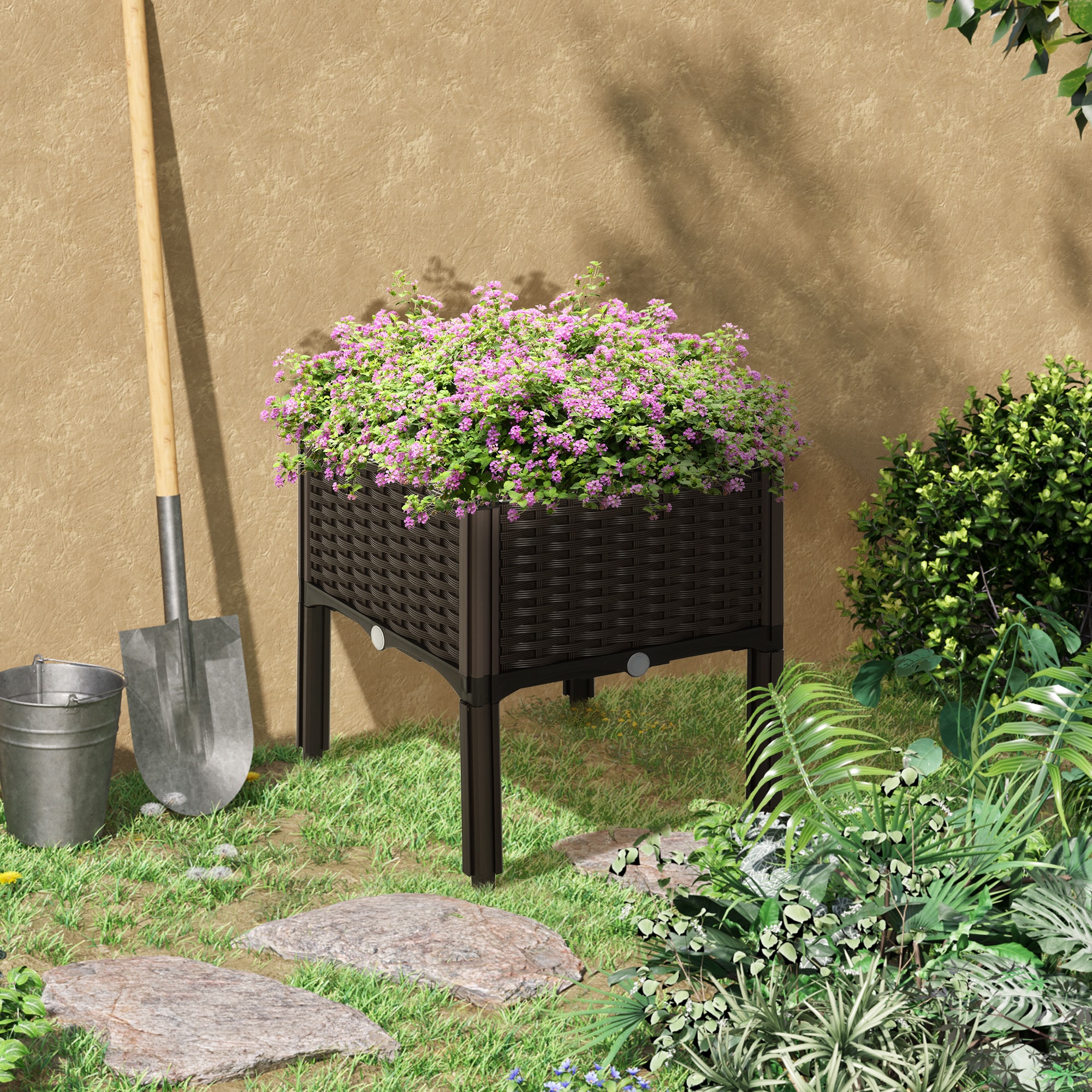 BABOOM BOM-P175539-OR Self-Watering Planter Box Raised Bed with Legs