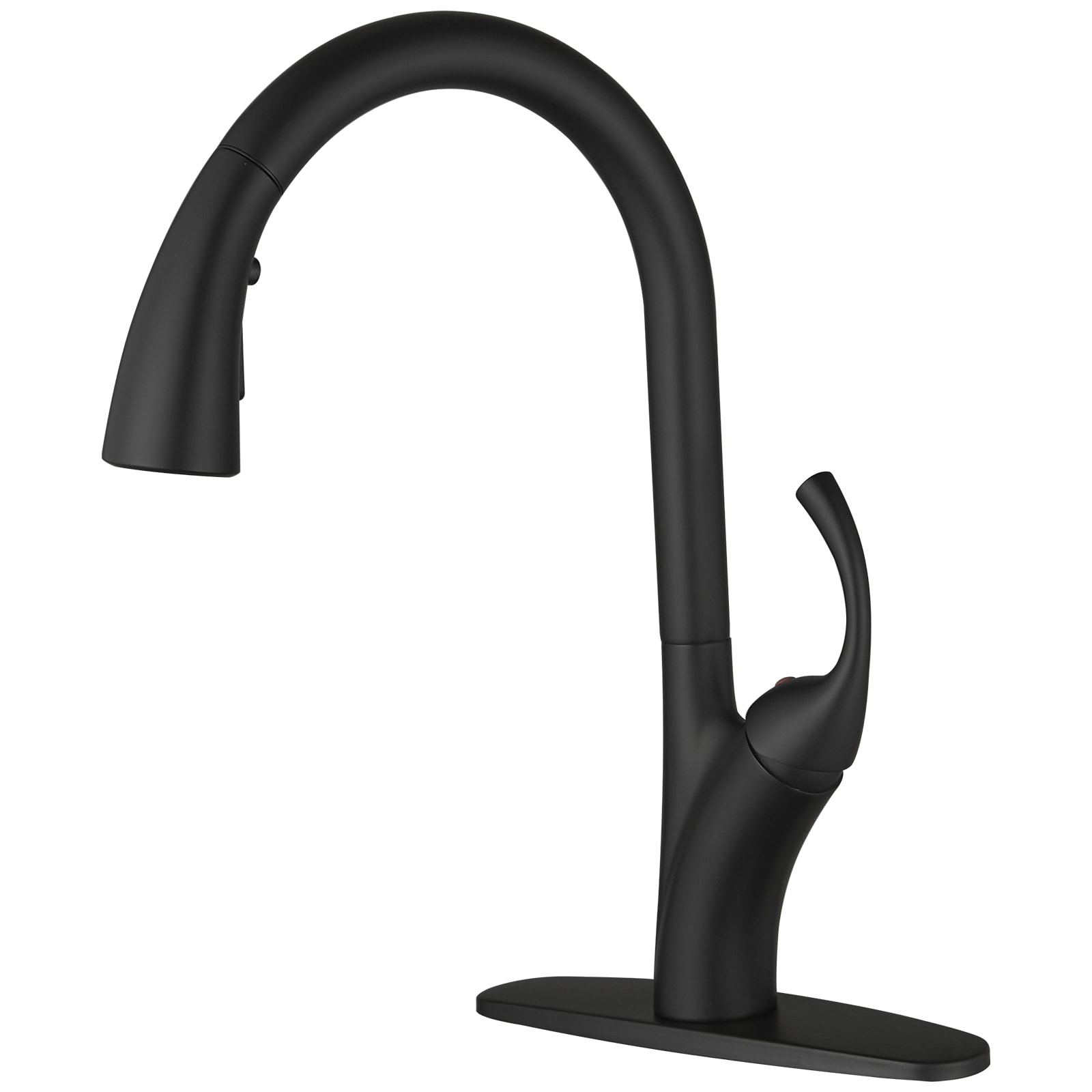 BWE A-94033-BLACK Matte Black Single Handle Deck-mount Kitchen Faucet with Sprayer ( Deck Plate Included )