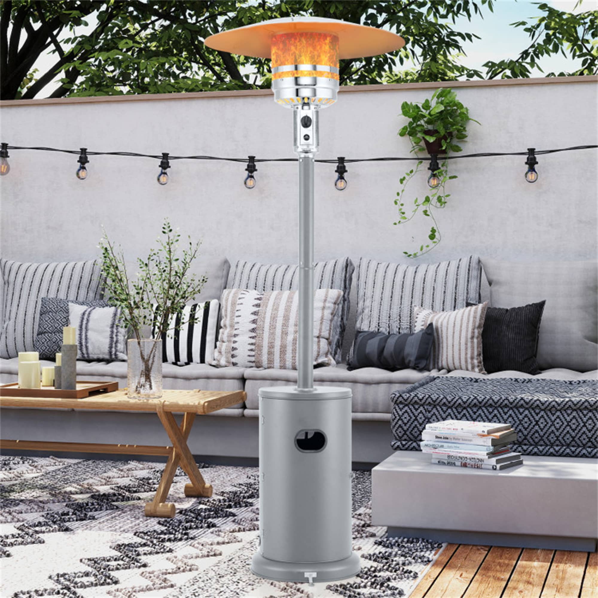 BABOOM BOM-0140293-OR 50000 -BTU Gray Stainless steel Floorstanding Liquid propane Patio Heater