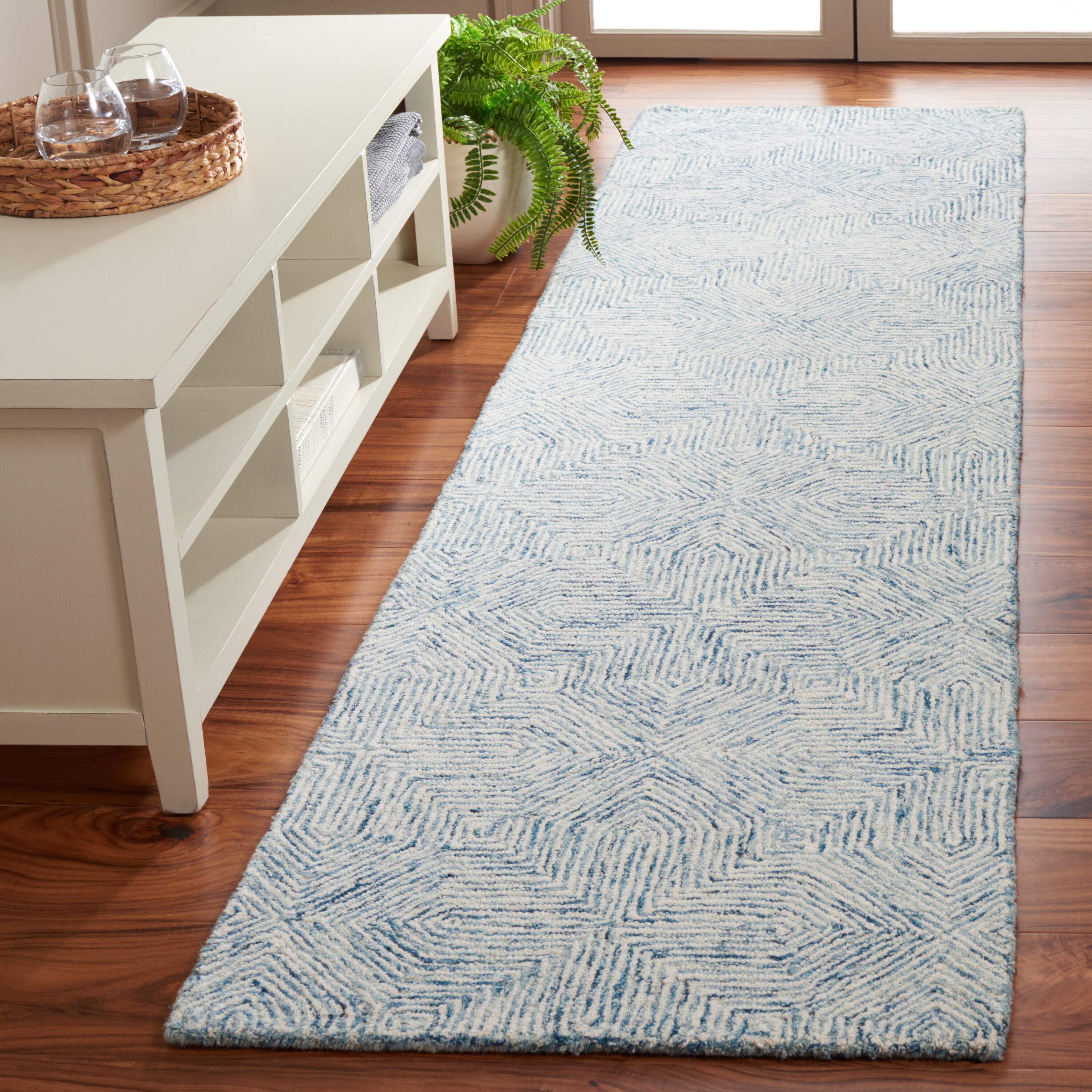  Abstract 425 Blue/Ivory Contemporary 2ft-3in x 9ft Runner Rug