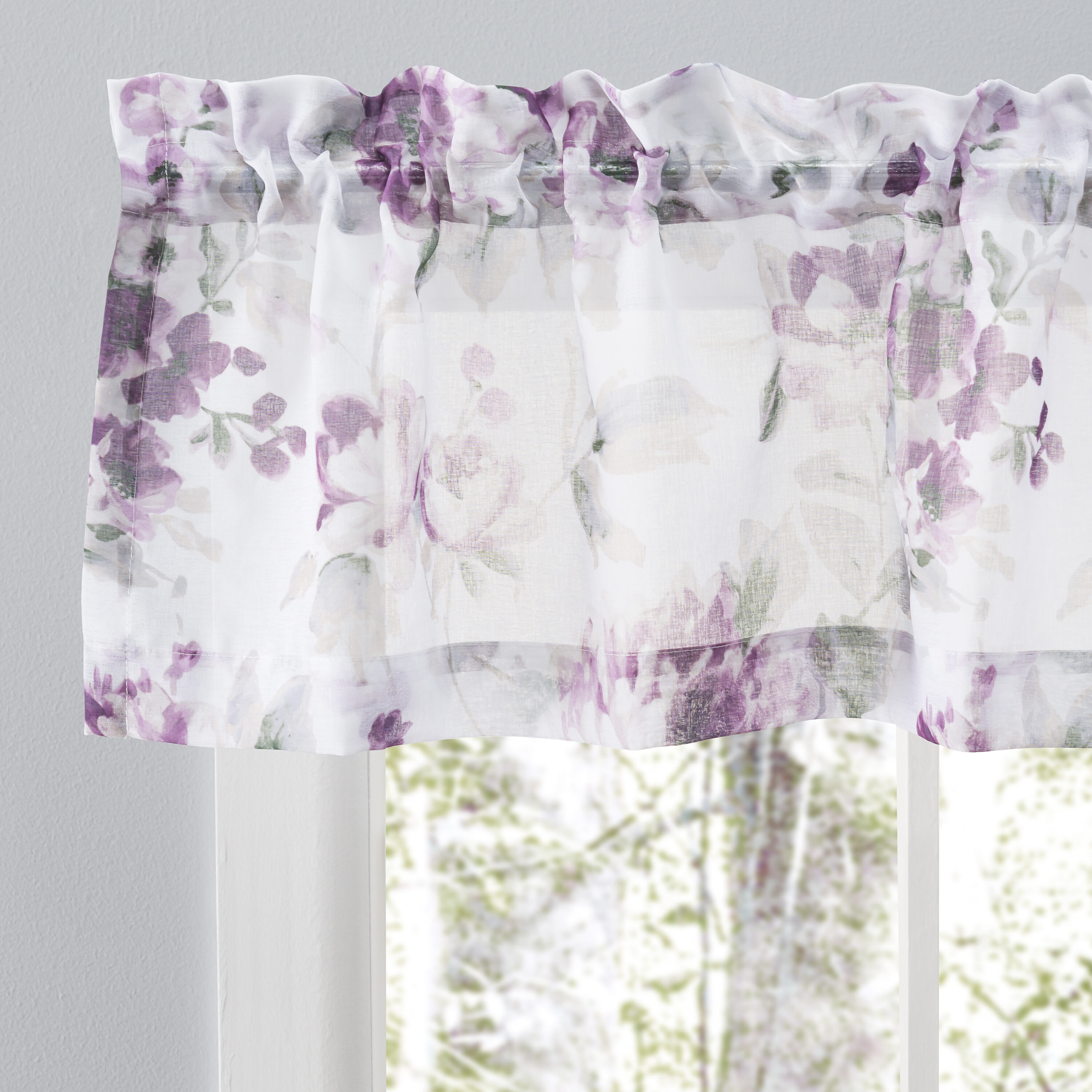 Ricardo Trading 03915-76-013-60 13-Inches Berry white Floral Light filtering Rod pocket Single curtain panel