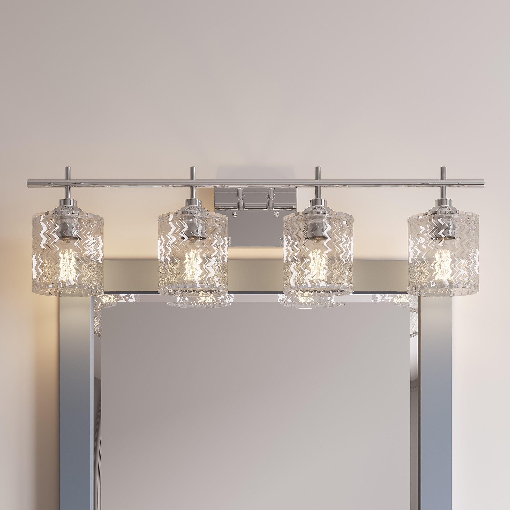 ACROMA 10004CH Elayne 29-in 4 -Light Brushed Chrome Modern/contemporary Vanity light
