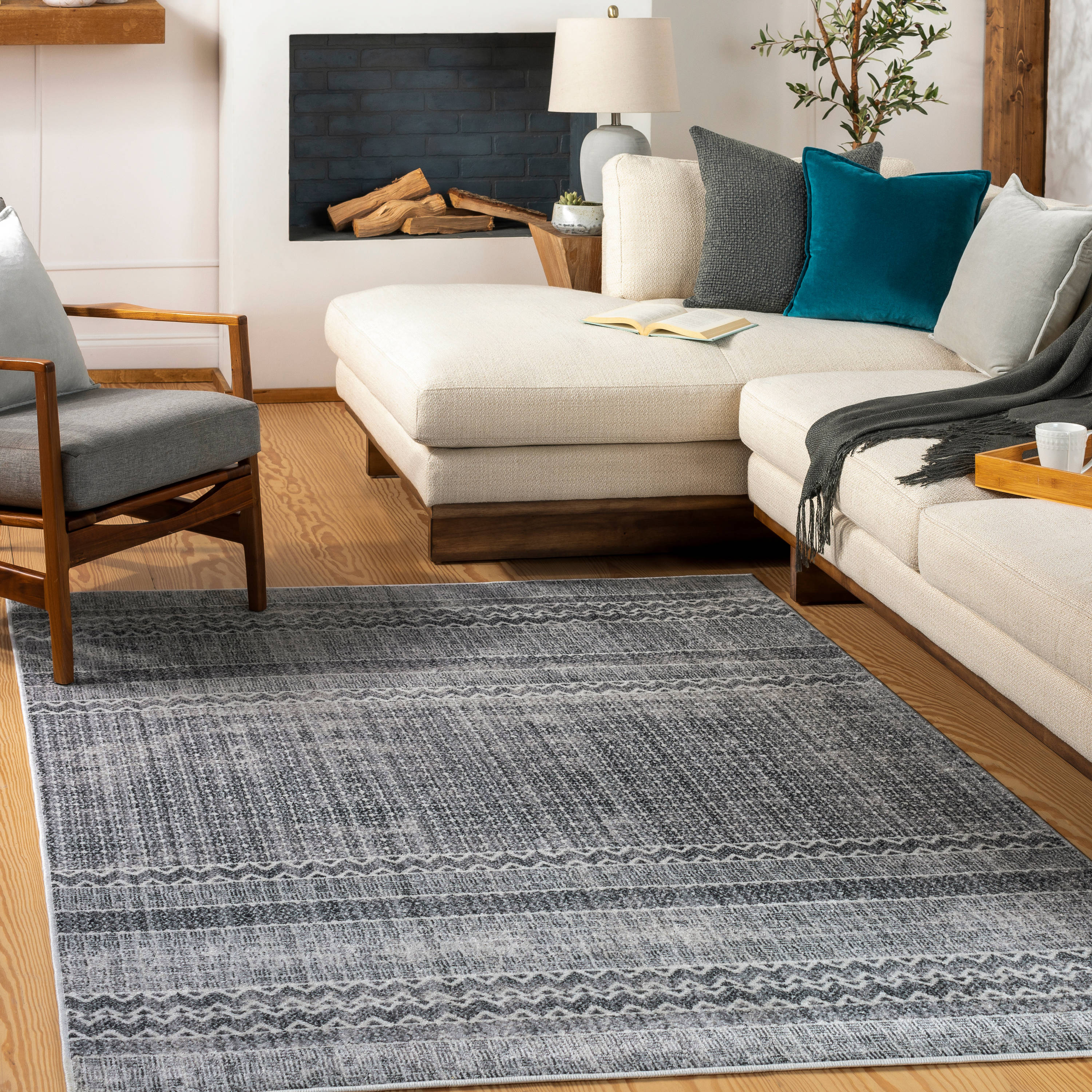Artistic Weavers ALC2311-537 Alice 5 X 7 (ft) Grey Indoor Stripe Global Area Rug