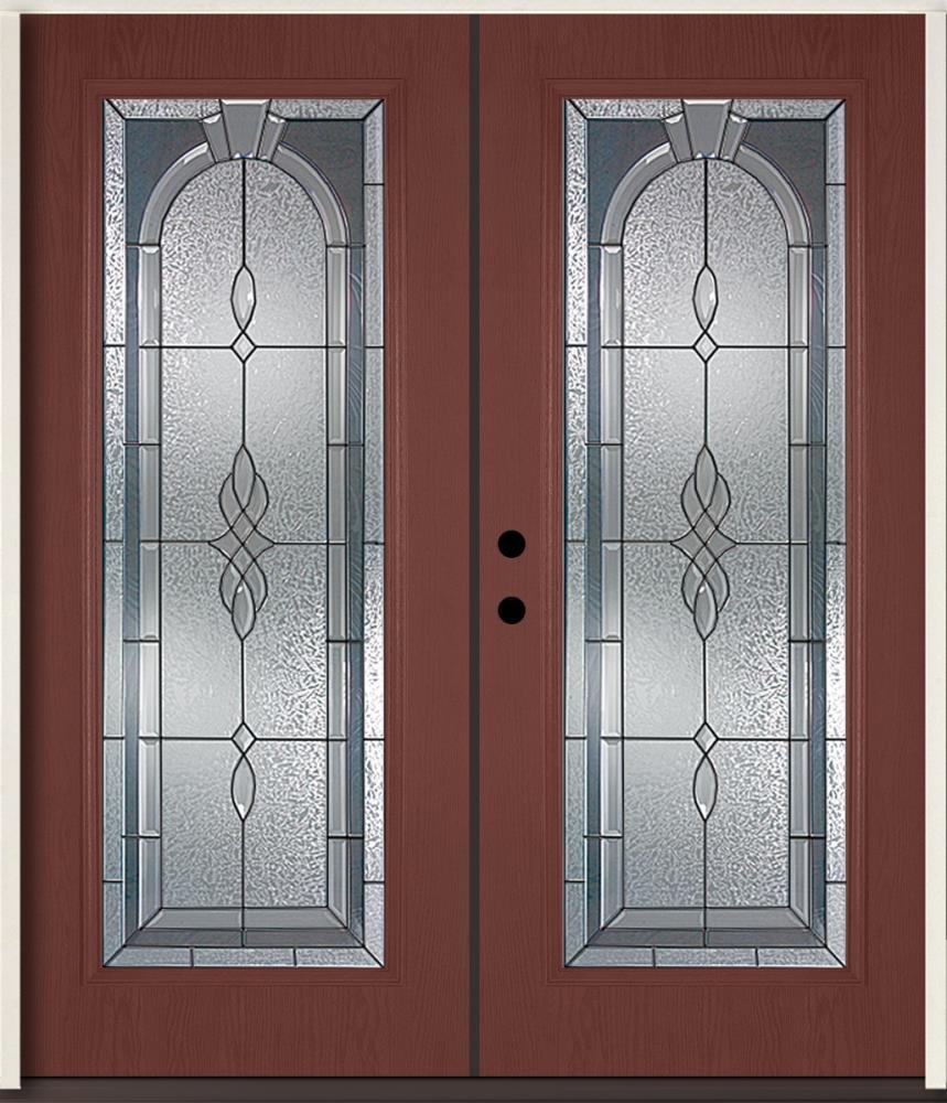 RELIABILT LO841688 Hampton 72-in x 80-in x Fiberglass Full lite Right-hand inswing Wineberry Stained Prehung Double Front Door Insulating core