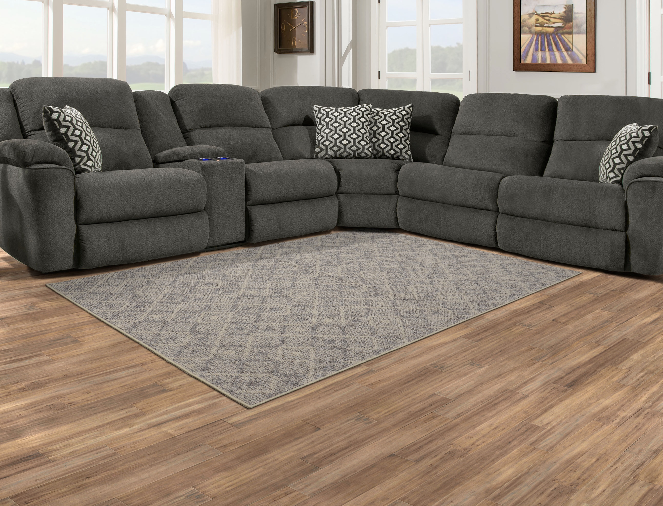 Garland 12' Square Gray Polypropylene Stain-Resistant Area Rug