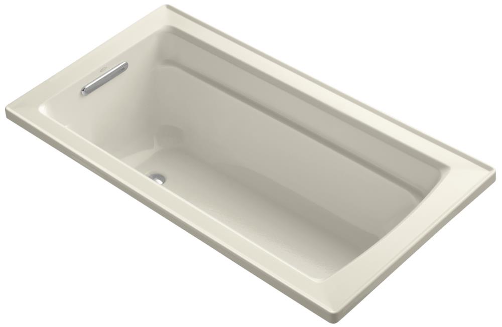 KOHLER 1122-VB-47 Archer 32-in x 60-in Almond Acrylic Drop-In Soaking Bathtub (Reversible Drain)