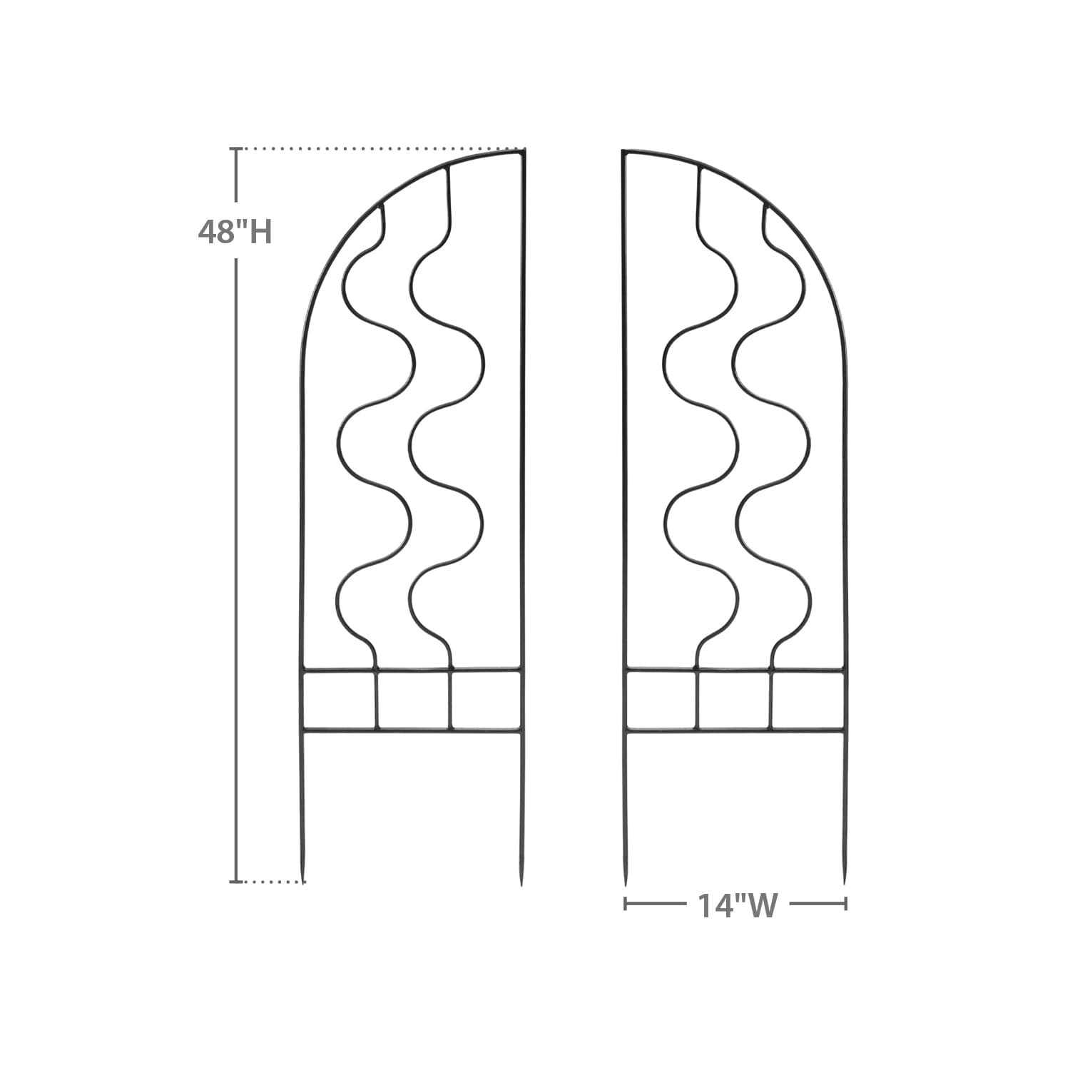 Black Wrought Iron Garden Trellis Side Panels Set