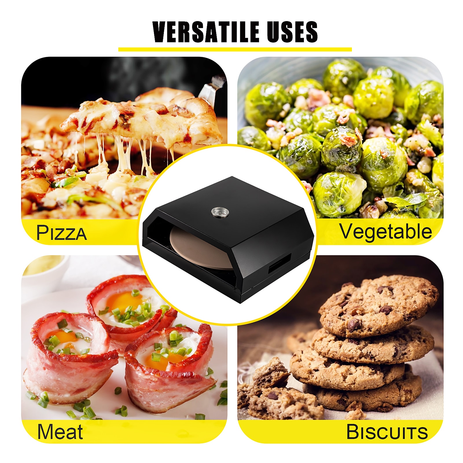 Black Stainless Steel Outdoor Gas Pizza Oven Kit with Accessories