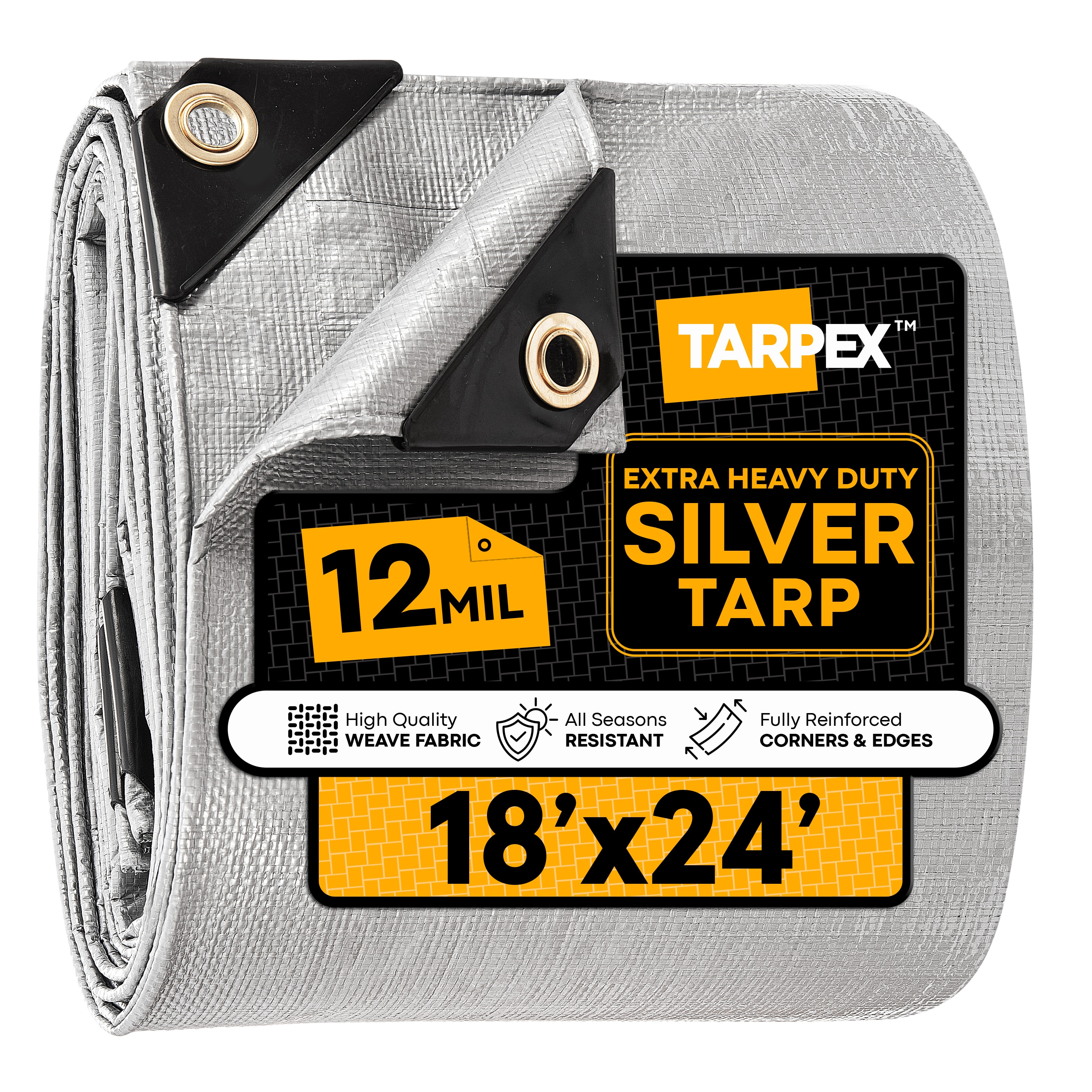 Tarpex 18-ft x 24-ft Silver Waterproof Commercial Polyethylene 12-mil Tarp