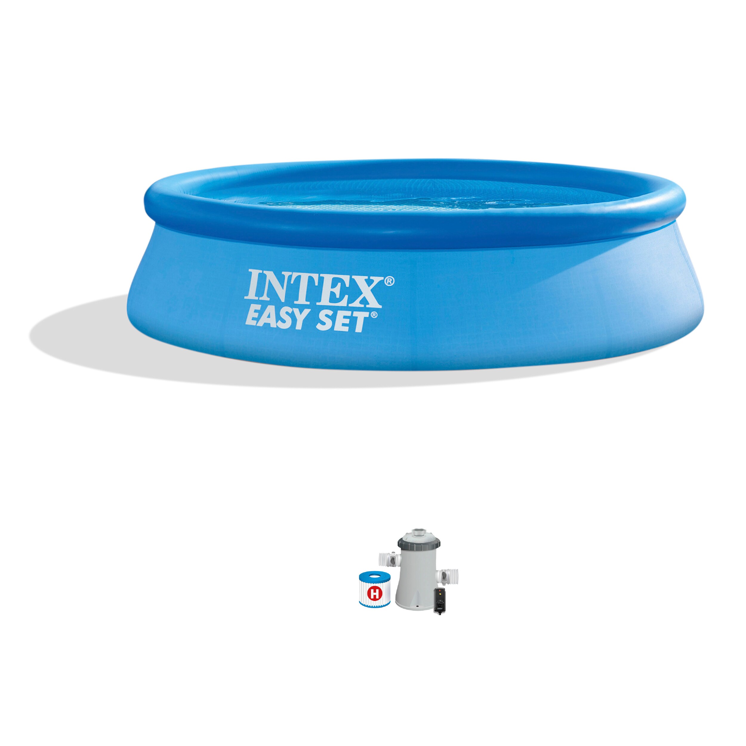 Intex 23088 10-ft x 10-ft x 30-in Inflatable Top Ring Round Above-Ground Pool with Filter Pump and Ground Cloth
