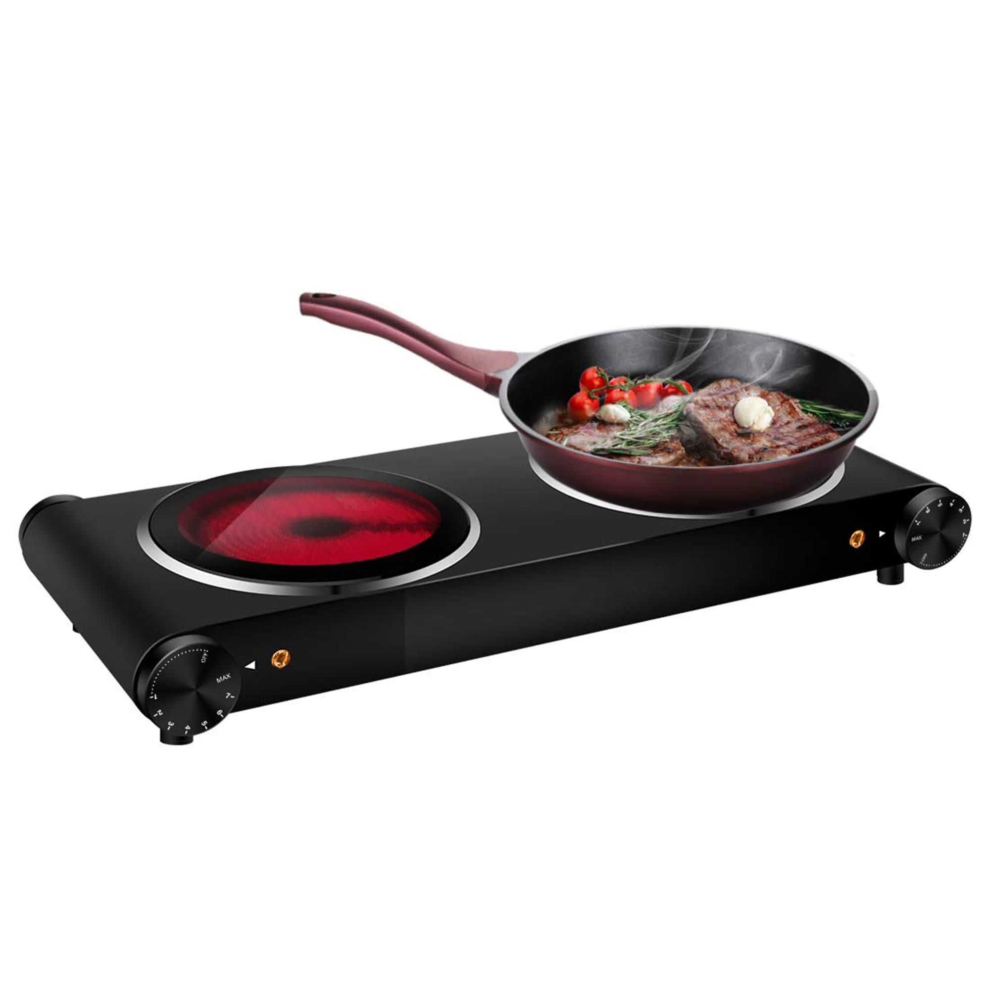 Jeremy Cass GZCM0803 10.43-in Stainless Steel Smooth Surface 2 Burners Electric Hot Plate