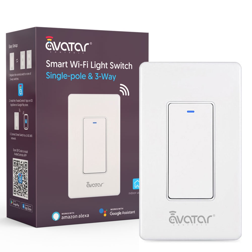 Avatar Controls Smart Single-Pole WiFi Dimmer Light Switch with RF Remote, White AWDS01RF