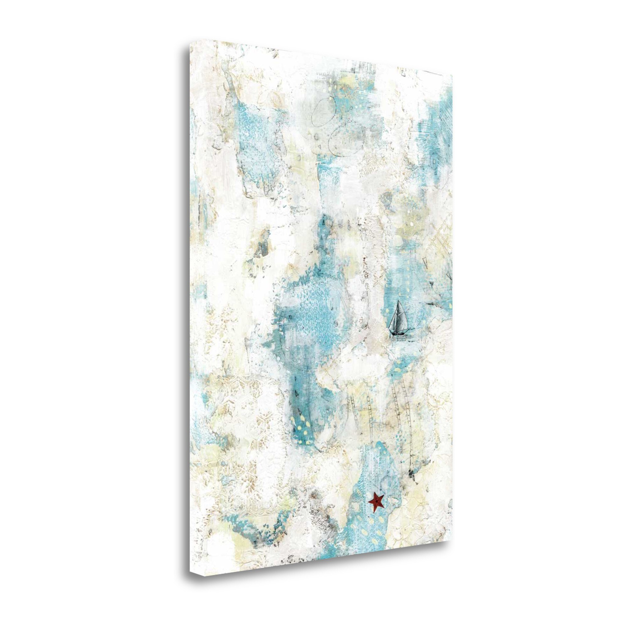 Tangletown Fine Art SBSO1178-2434C The Starfish and The Sailboat Sarah Ogren 34-in H x 24-in W Abstract Print on Canvas