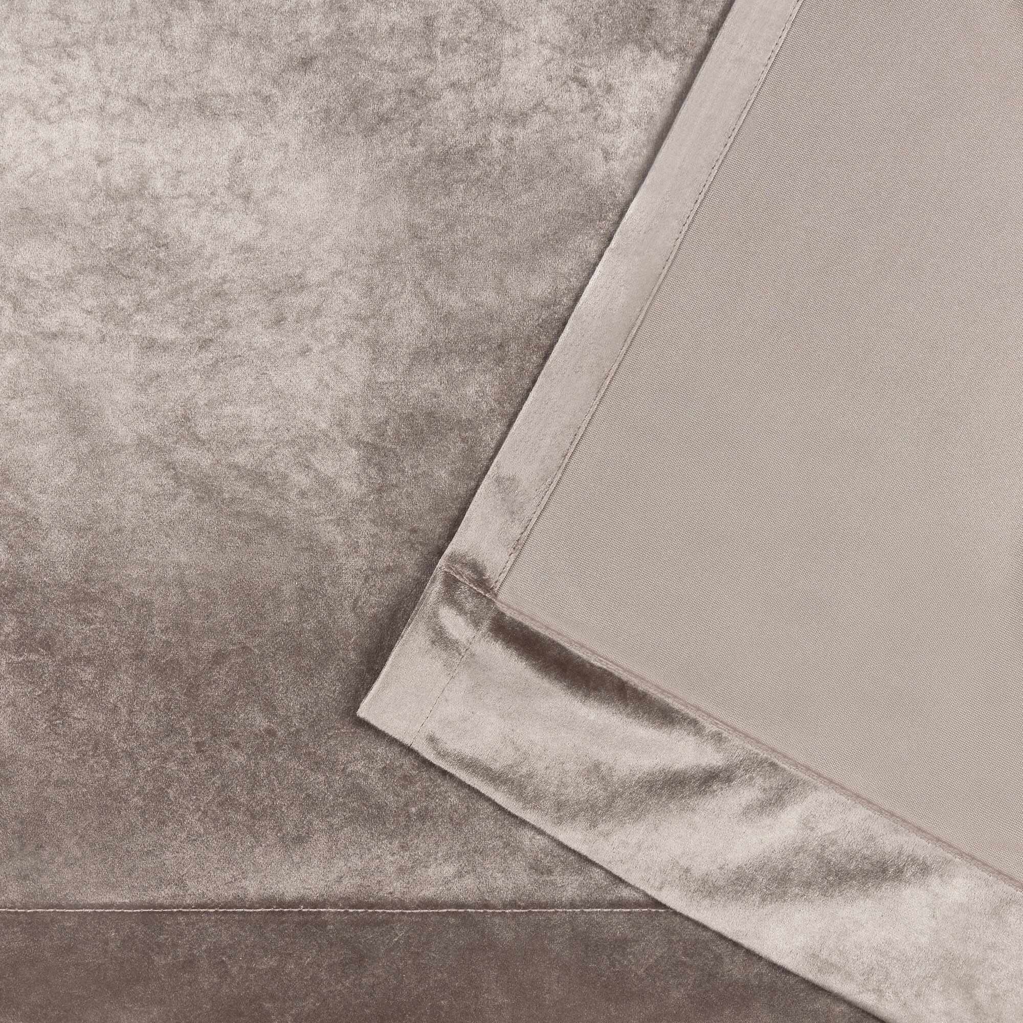 Taupe Velvet Light-Filtering Back Tab Window Curtain Panels, 52" x 84"