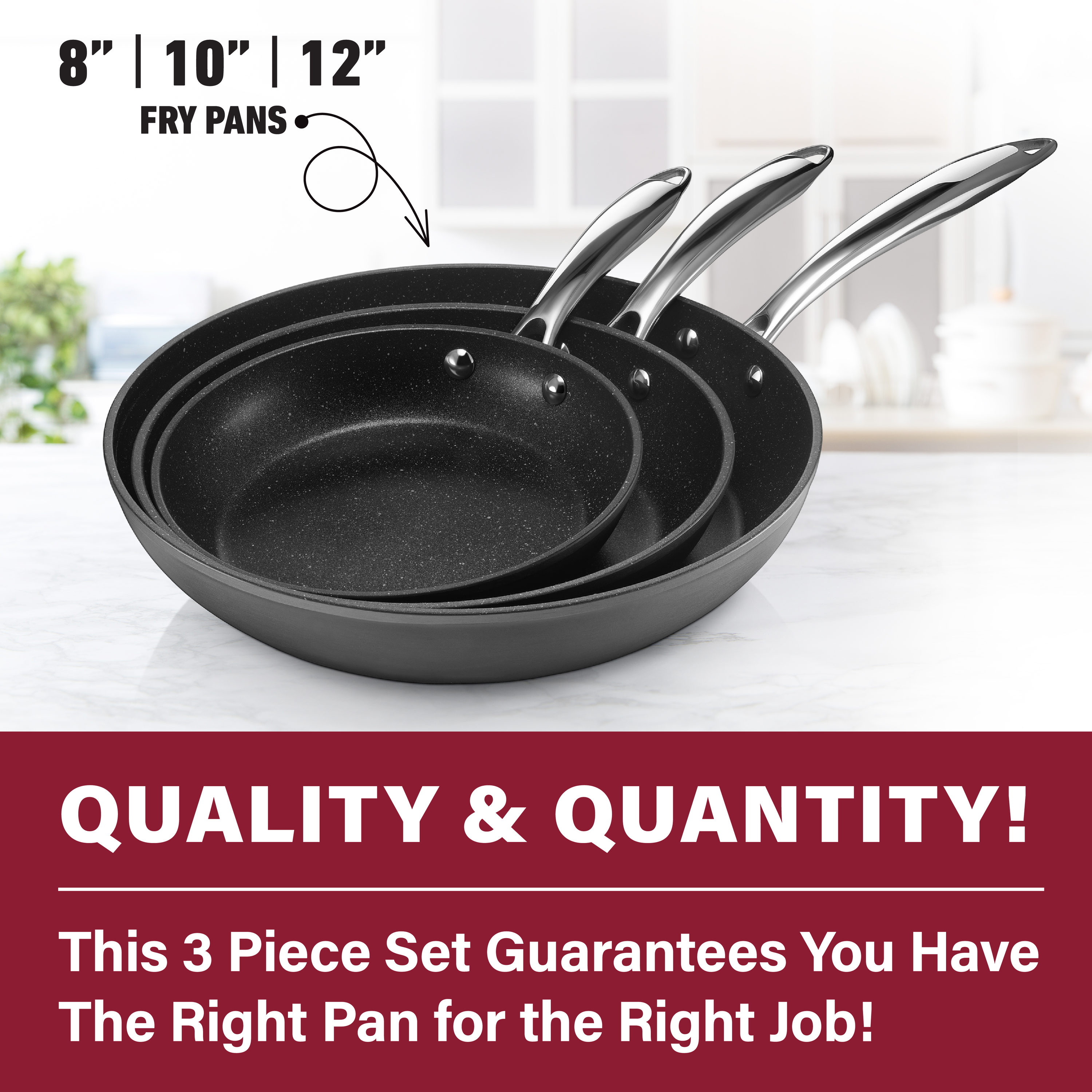 Diamond Non-Stick Fry Pan 3pc Set - 8, 10 & 12 Fry pans - On Sale - Bed  Bath & Beyond - 34804923