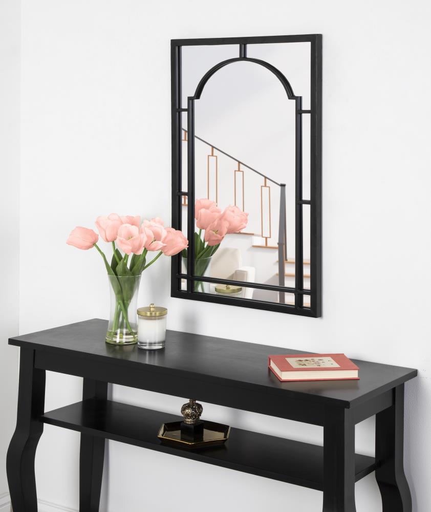 Kate and Laurel Lyla 20-in W x 32-in H Arch Black Framed Wall Mirror in ...