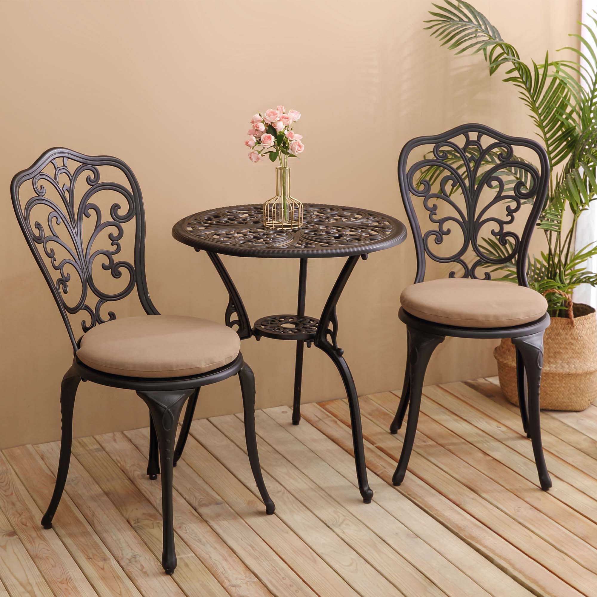 Fun Orange FUN25CP01 Aluminum 3 -Piece Patio Conversation Set with Brown Cushions