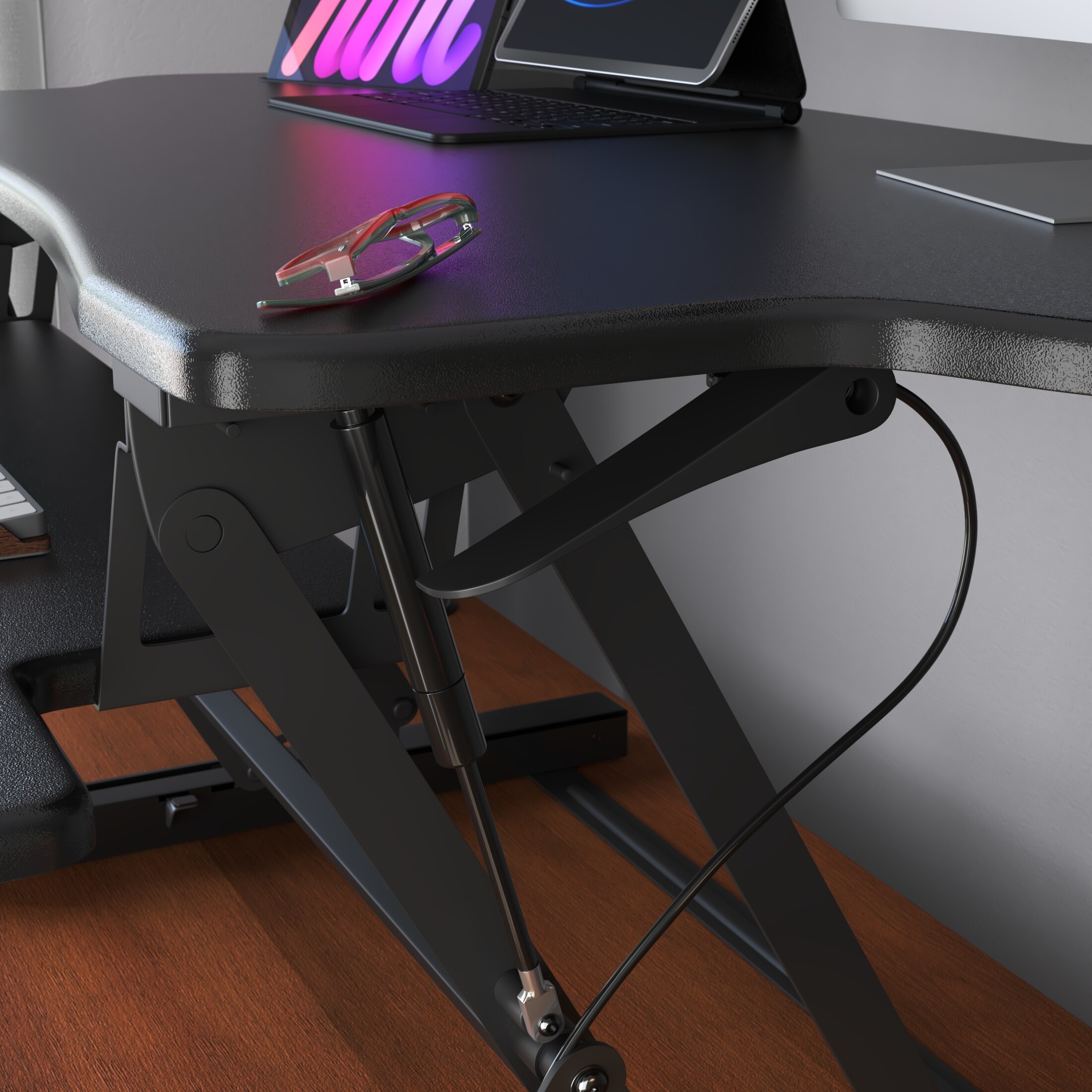 ErgoFlex Black Metal 50.6" Wide Standing Desk Converter with Gas Spring