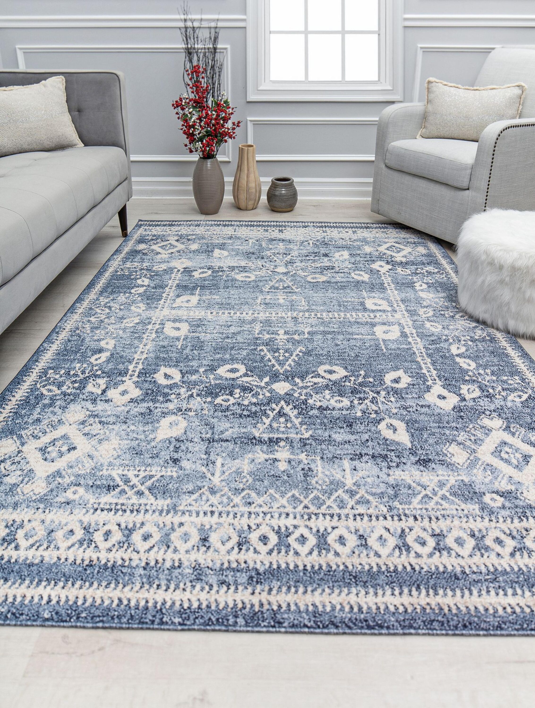 Rugs America Nessa 2 X 4 Ft Nile Blue Indoor Tribal Vintage Area Rug   63525688 