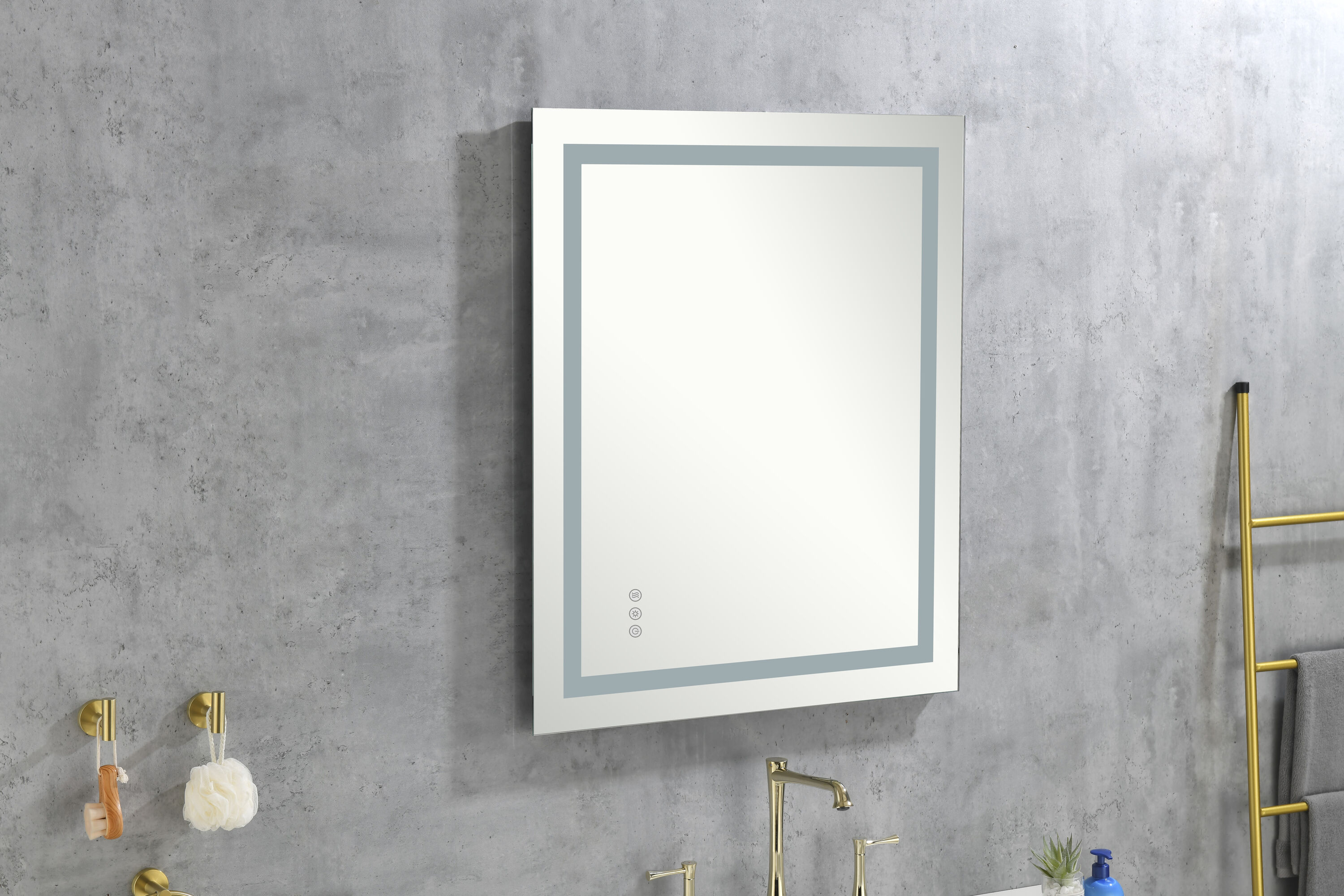 LUXEYARD LED Bathroom Mirror 40  inchx   36inch with Front and Backlight Large Dimmable Wall Mirrors with Anti-Fog Memory 3 Colors LED Vanity Mirror
