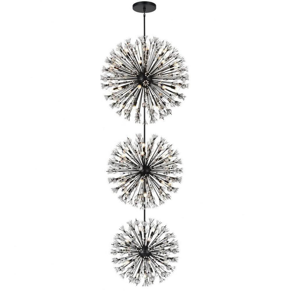 Elegant Lighting A-EL-2500G44L3BK Vera 74 - Light -Modern Black / Crystal / Iron Chandelier