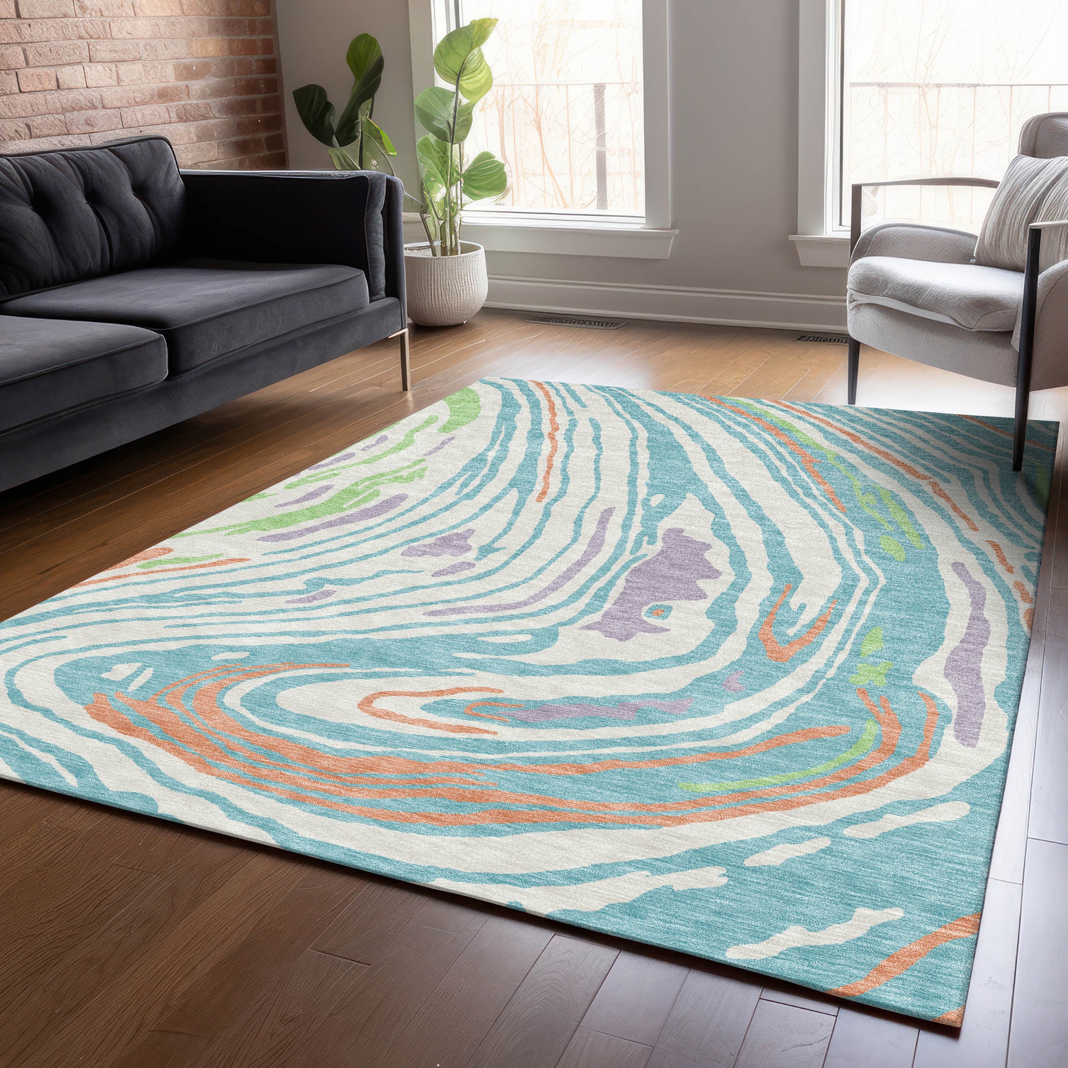 Addison Rugs ACN1051LN3X5 Chantille ACN1051LN 3 x 5 (ft) Polyester Linen Rectangular Indoor/Outdoor Geometric Machine washable Area rug
