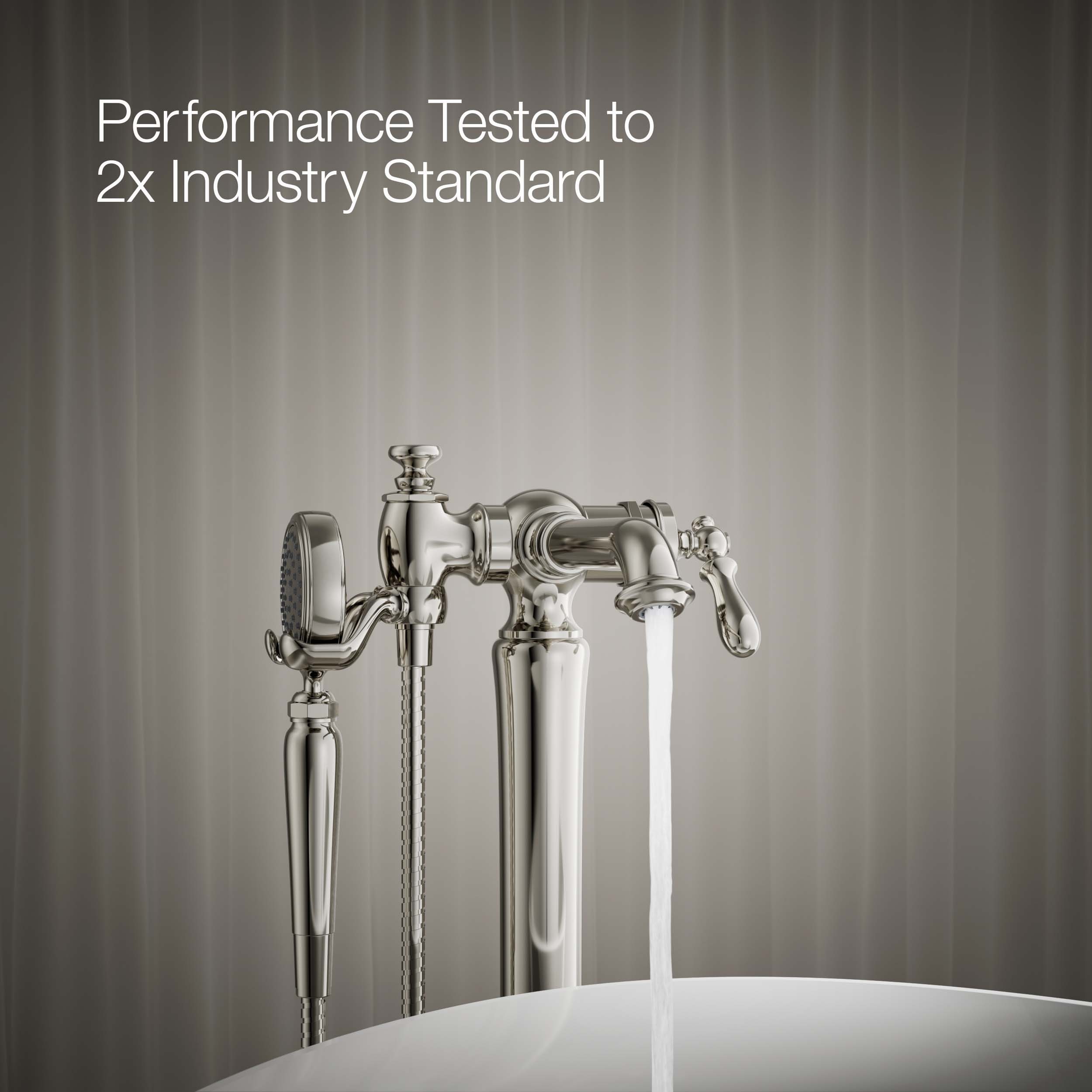 Polished Nickel Freestanding Tub Faucet with Hand Shower