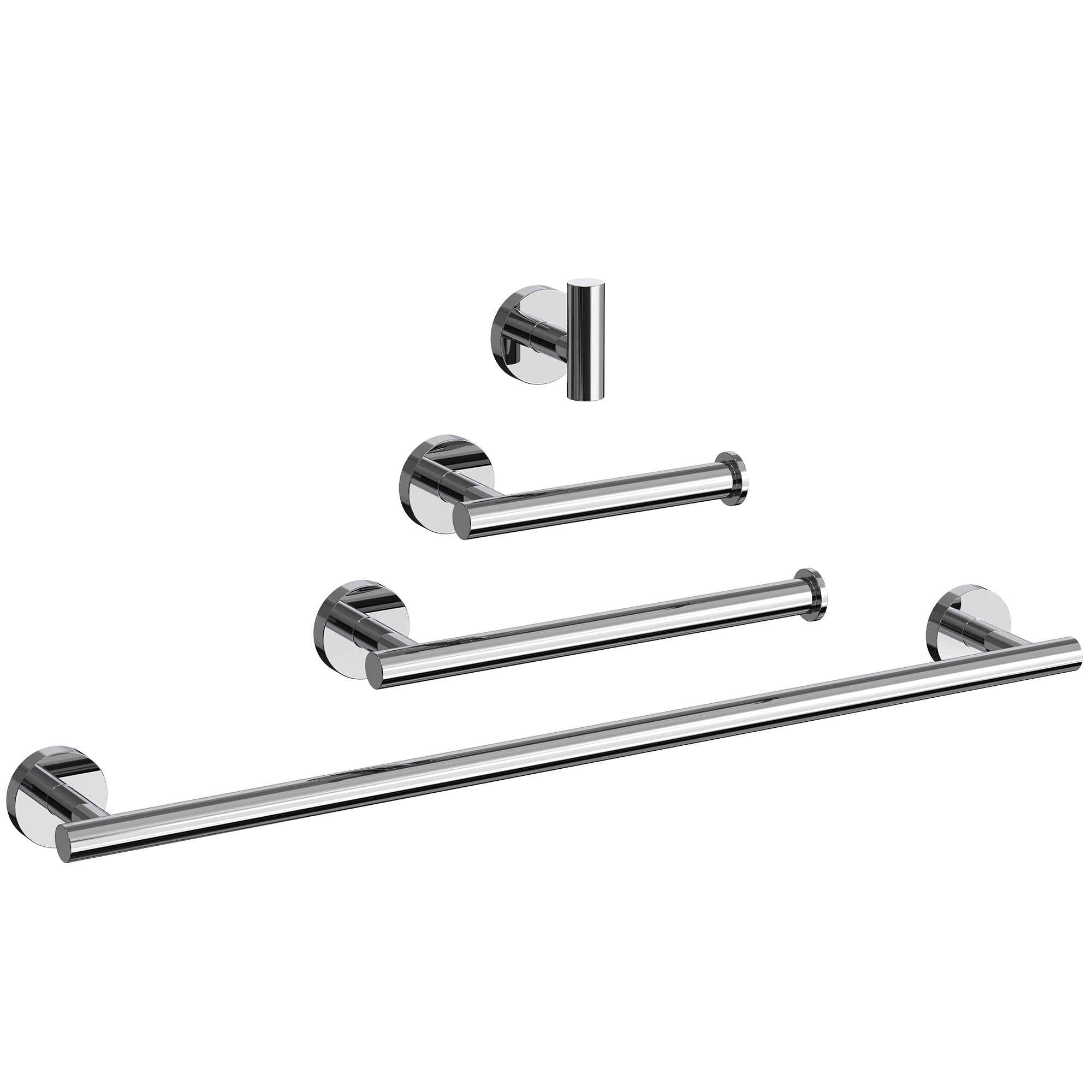 EVERSTEIN Q-829-OTOP 4 -Piece Chrome Decorative Bathroom Hardware Set Towel Bar, Toilet Paper Holder, ,Robe Hook Included