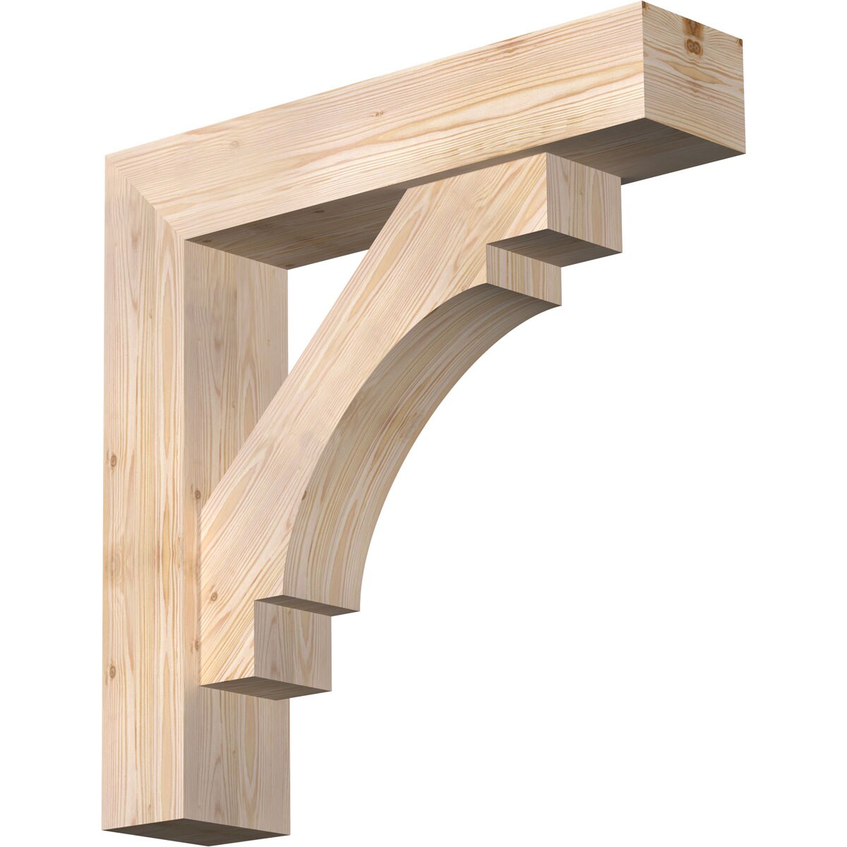 Ekena Millwork 1463393 Merced Block Smooth Bracket with Offset Brace 7-1/2-in x 34-in x 34-in Douglas fir Brown Wood Standard bracket