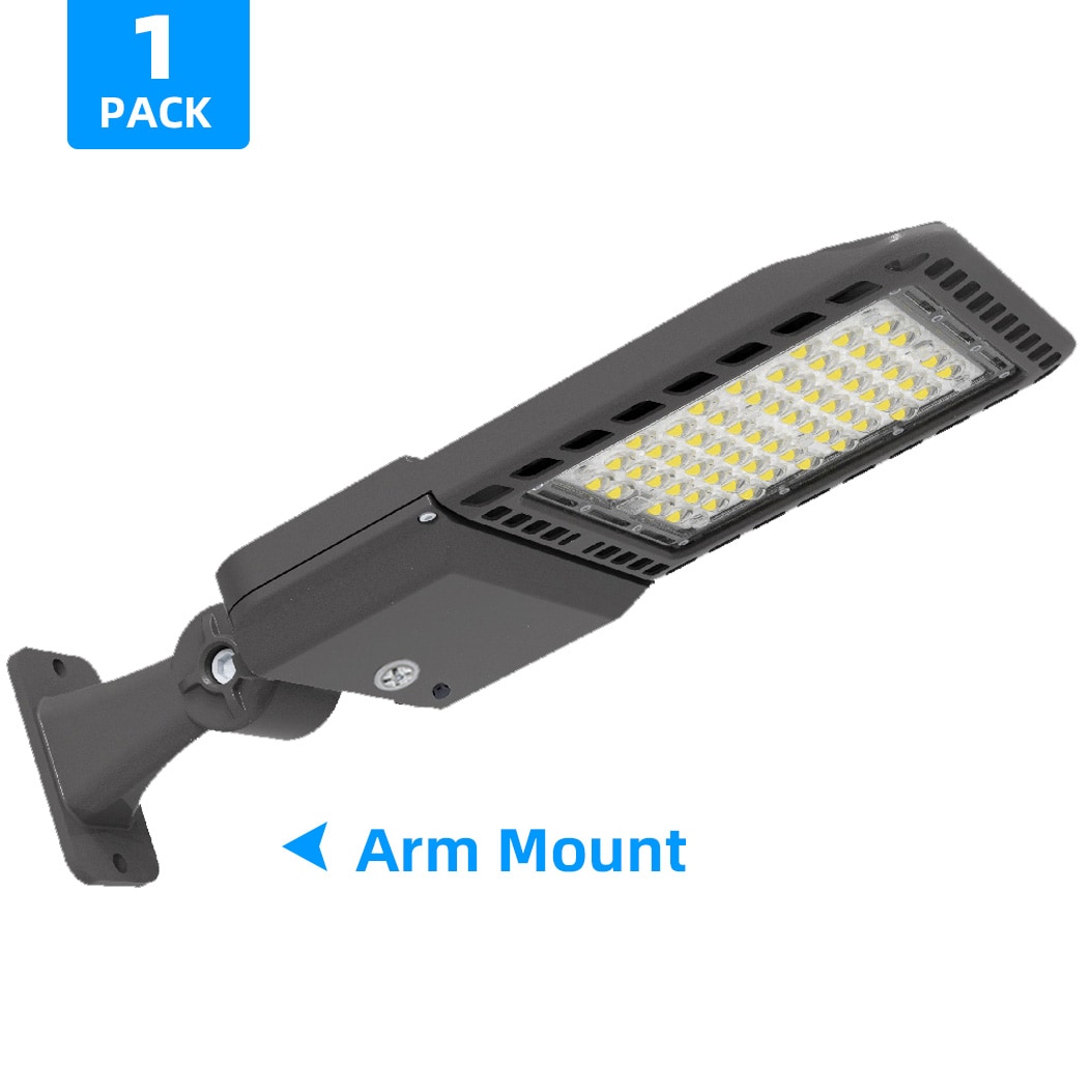 Bieuoram 200Watt Outdoor Arm Mount 28000 Lumens Integrated Parking Lot Area Light 5000K with Dusk to Dawn Photocell