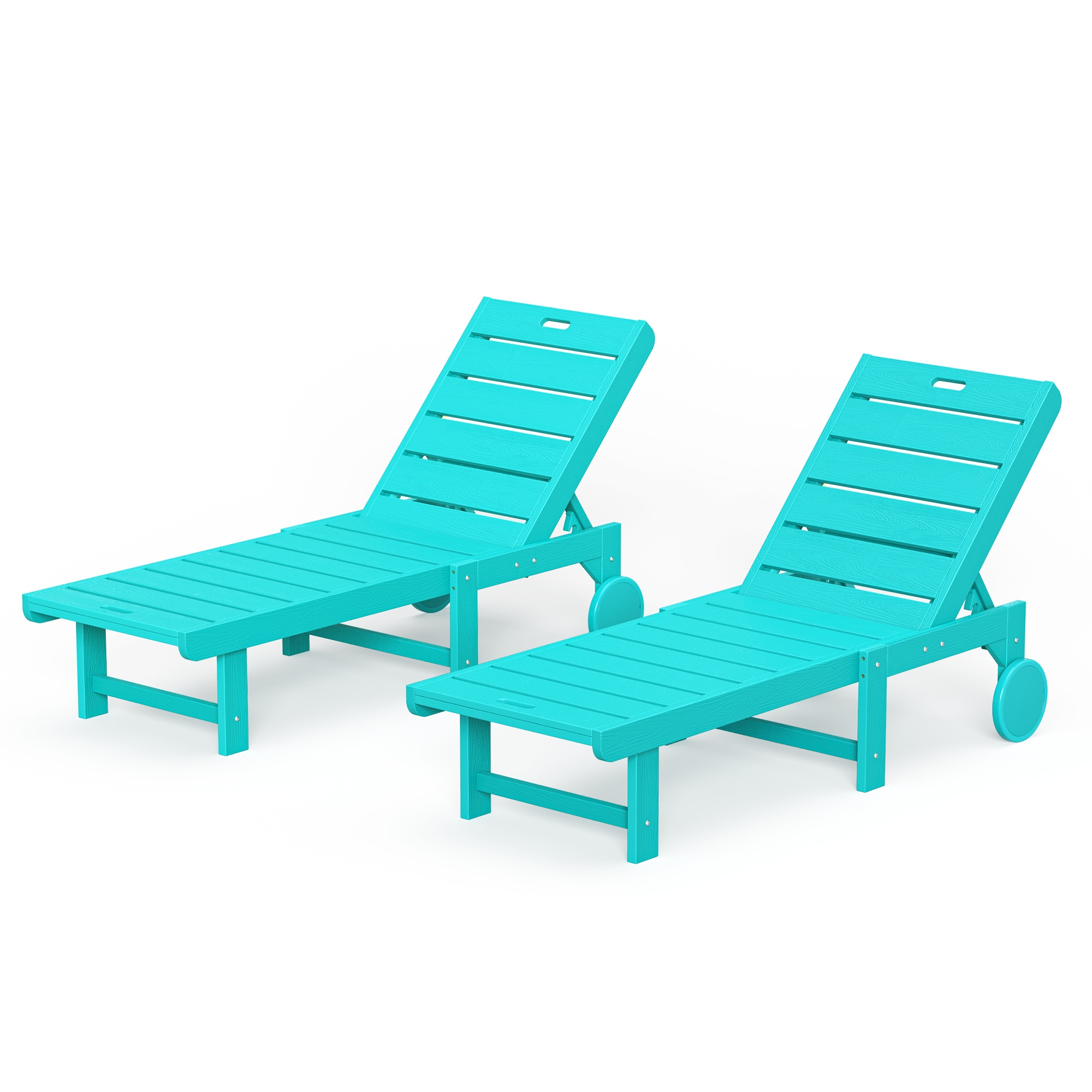 Yurevna A2JT-003-05LS Chaise lounge Set of 2 Aruba Blue HDPE Frame Stationary Chaise Lounge Chair with Slat Seat