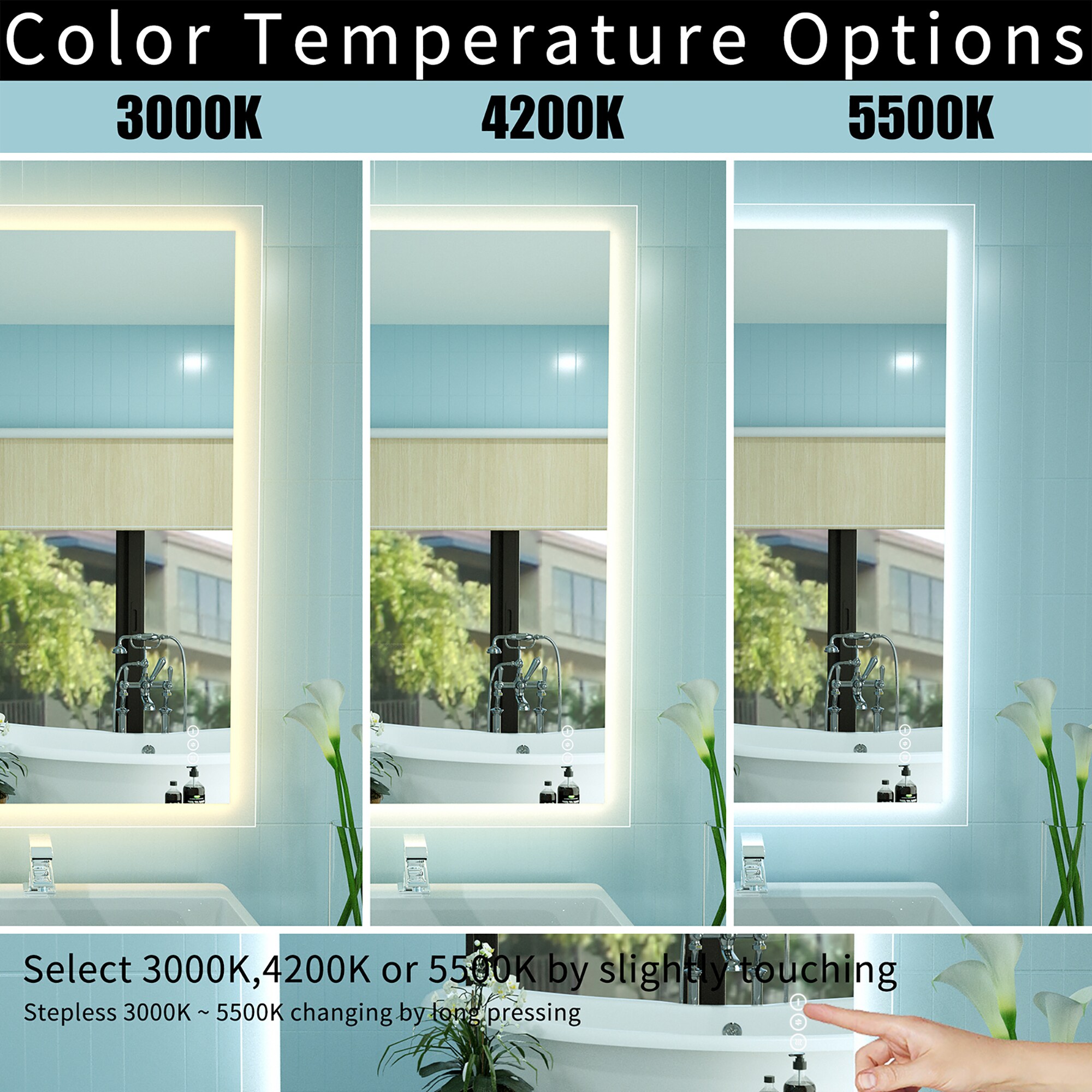 KINWELL KINWELL LED Bathroom Wall Mounted Mirror 28-in W x 36-in H LED ...