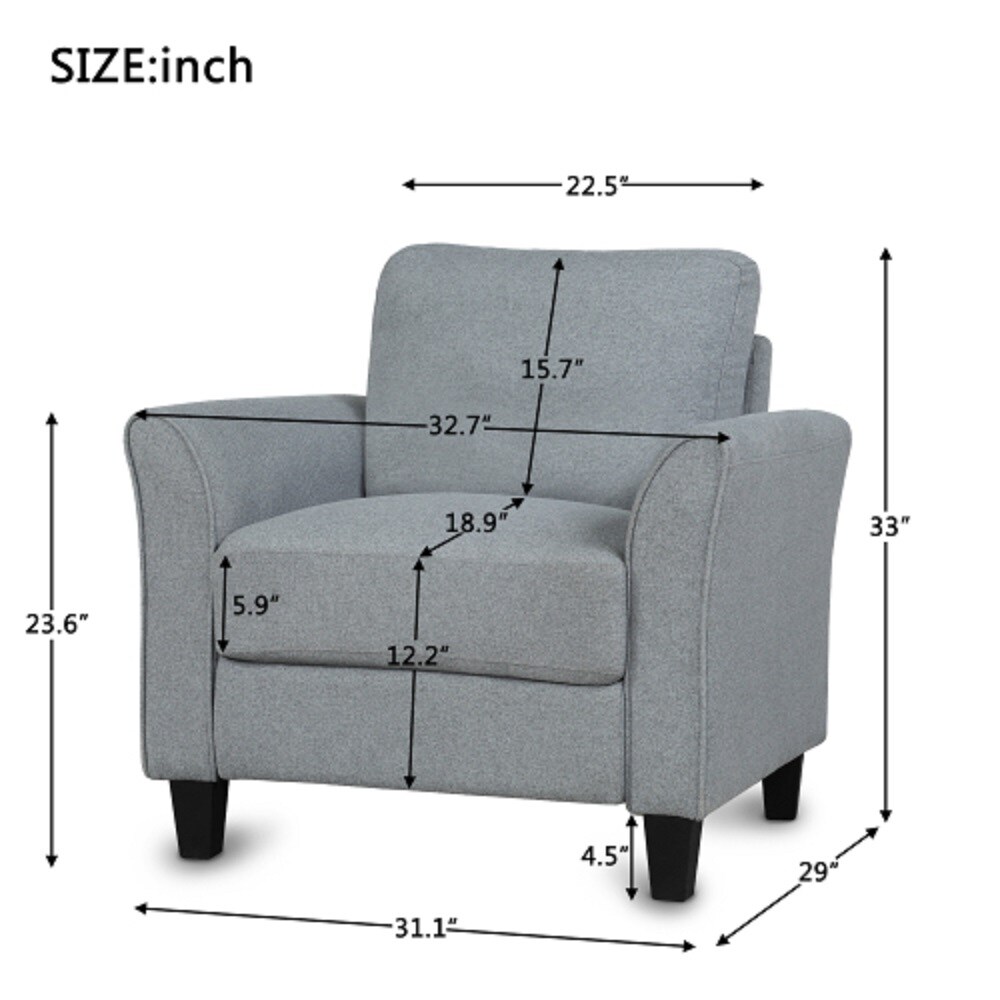 CASAINC Living room furniture armrest single sofa 31.1-in Modern Gray ...